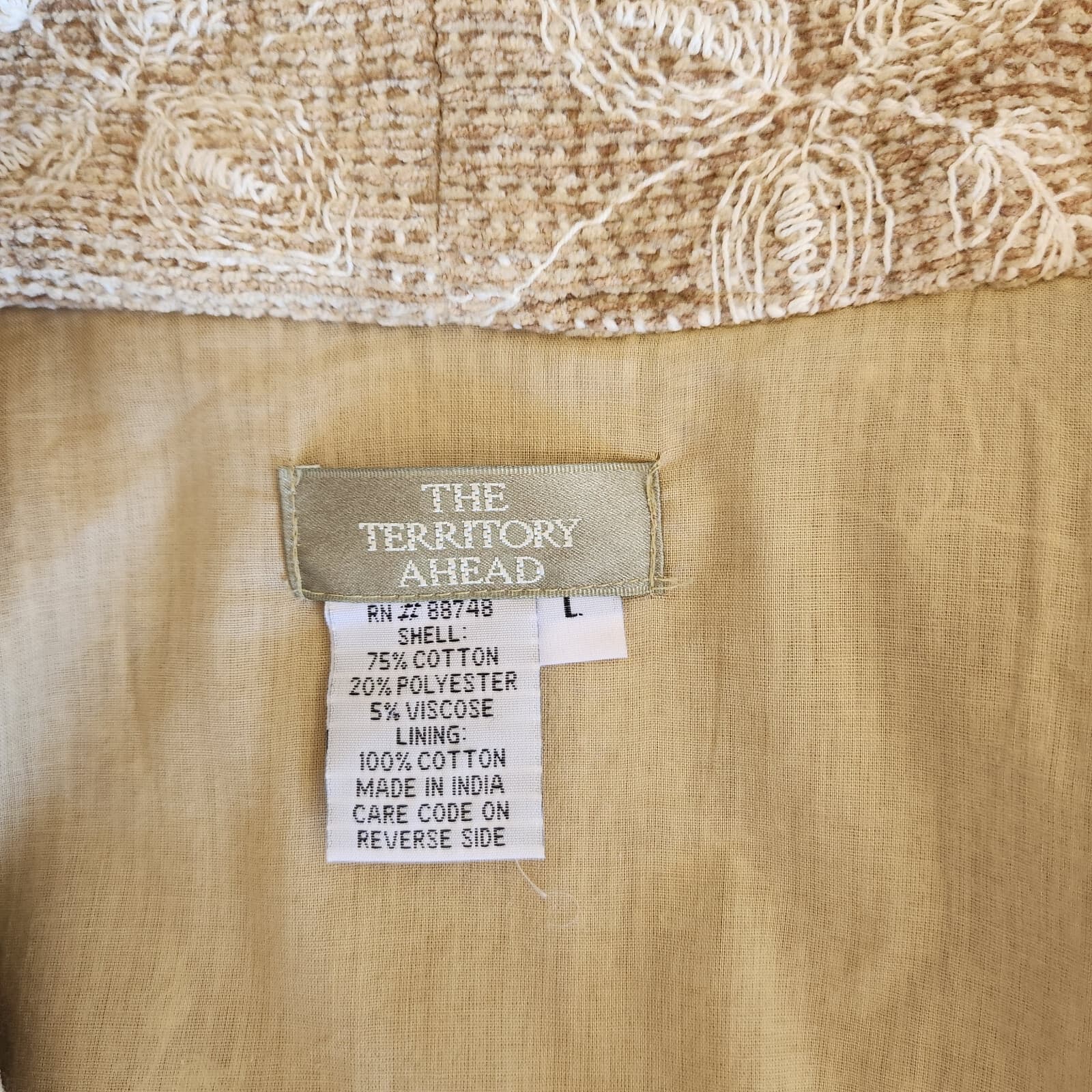 Vintage The Territory Ahead Women's L Embroidered Open Front Jacket Pocket Brown - Thumbnail 7
