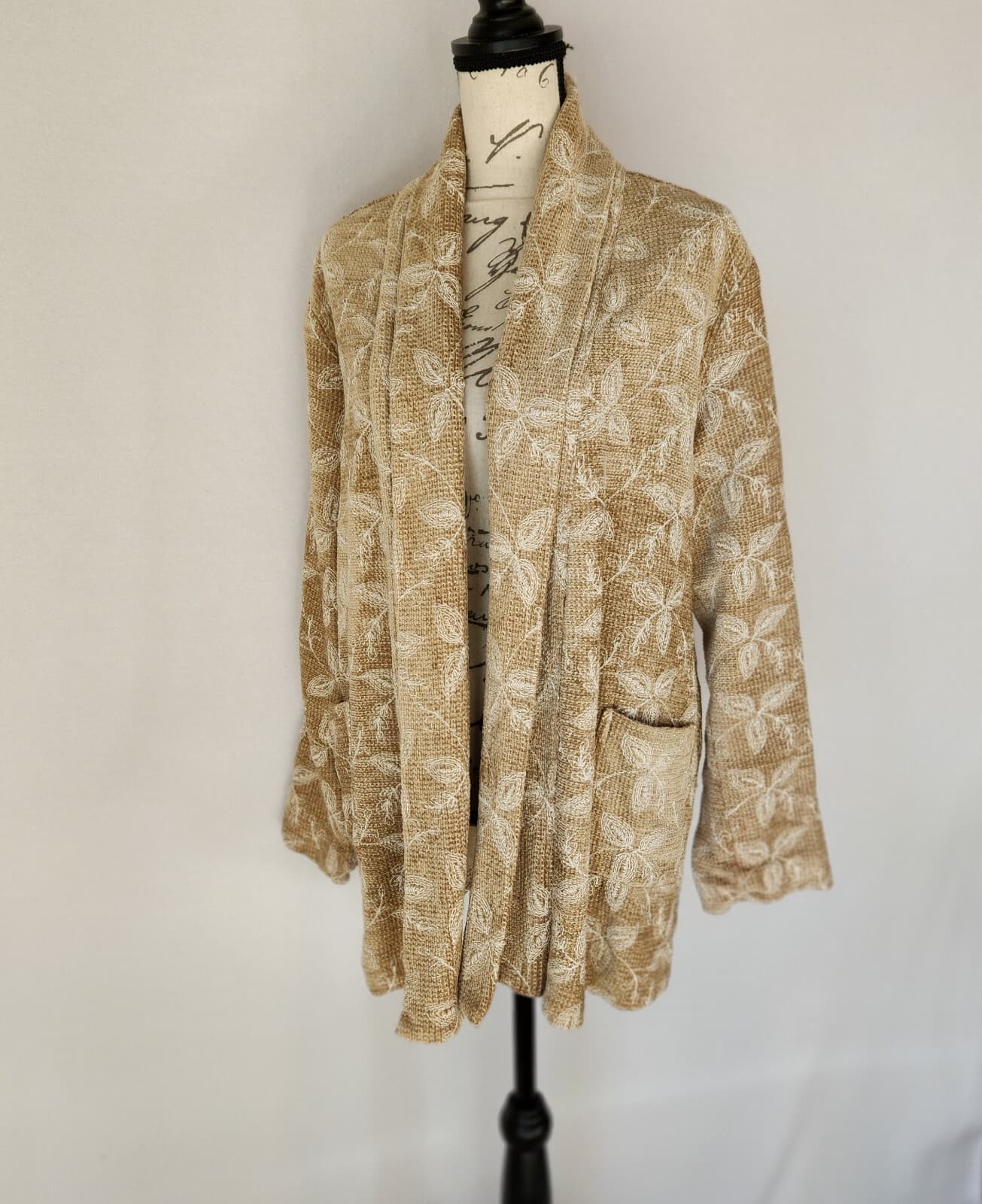 Vintage The Territory Ahead Women's L Embroidered Open Front Jacket Pocket Brown - Thumbnail 3