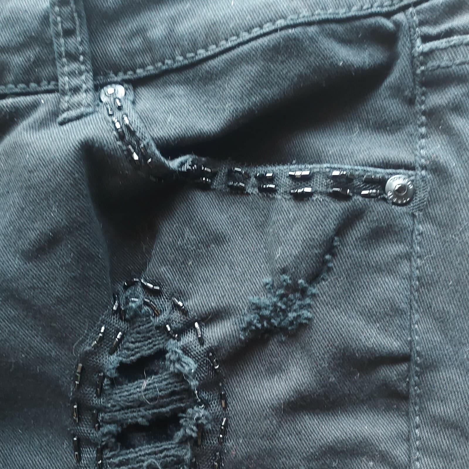TORRID Premium Bead Embellished Distressed Skinny Jeans Stretch Black Women 12 - Thumbnail 9