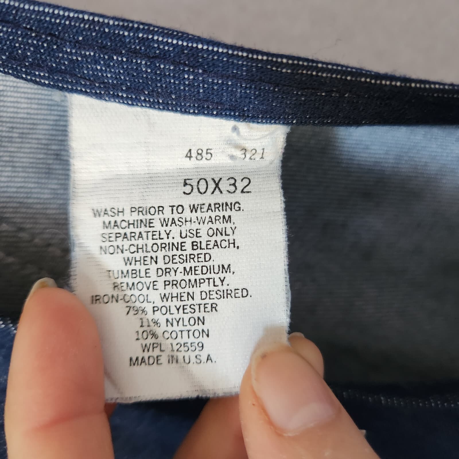 Vintage Montgomery Ward Men's 50x32 Blue Denim Work Overalls Bib Made in USA - Thumbnail 7