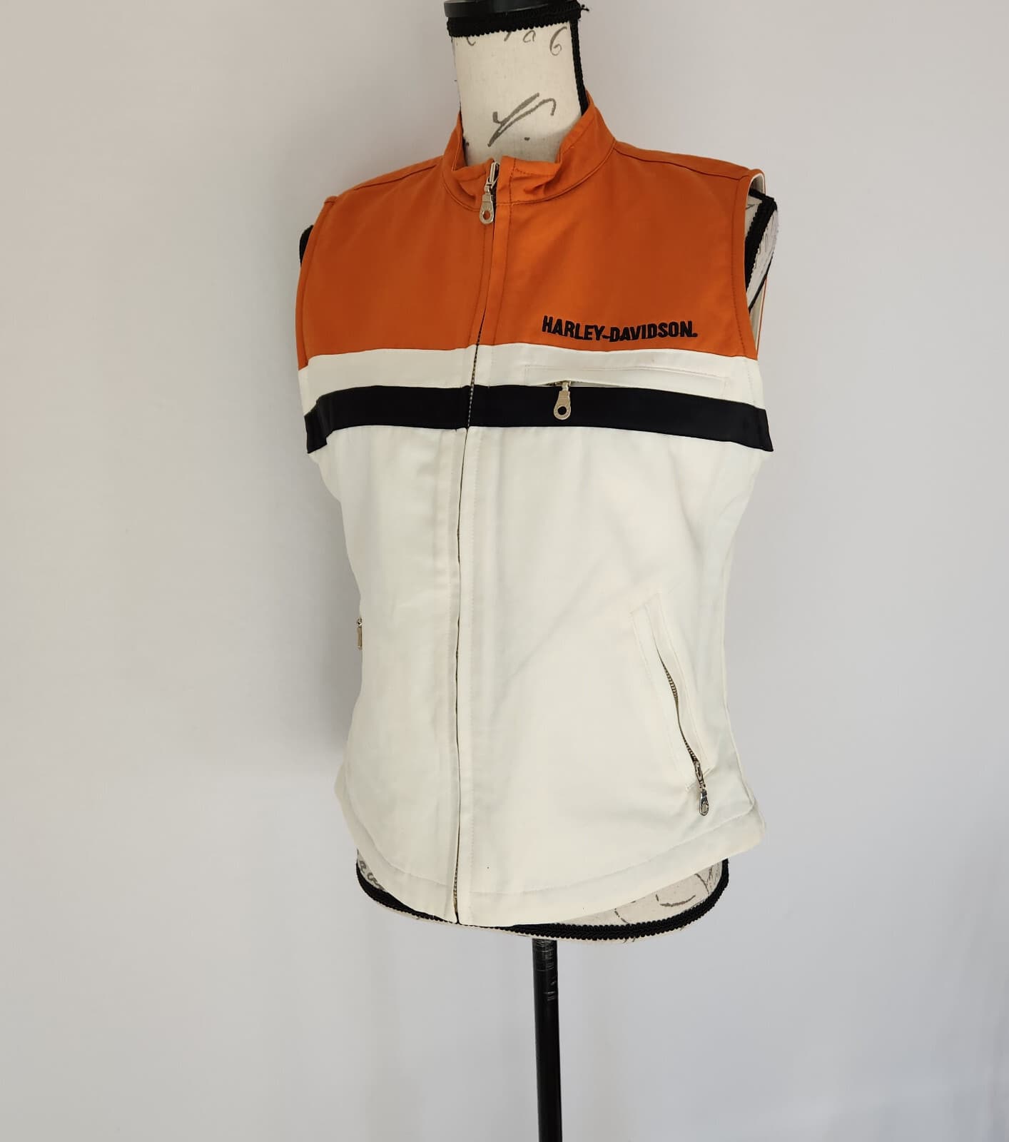 Vintage Harley-Davidson Moto Vest Jacket Zip-Up Mesh-Lined Pocket Women's M - Thumbnail 2