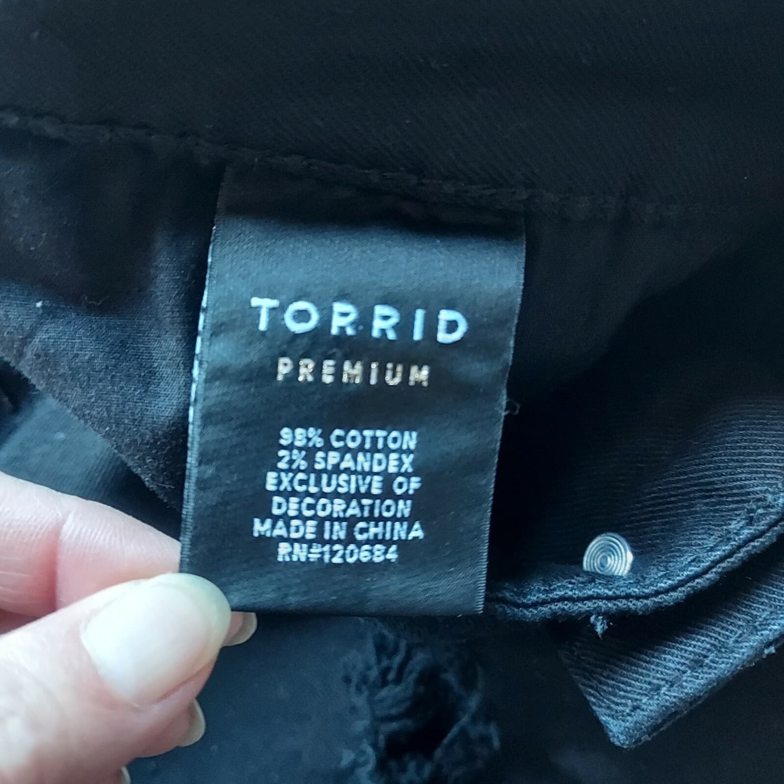 TORRID Premium Bead Embellished Distressed Skinny Jeans Stretch Black Women 12 - Thumbnail 11