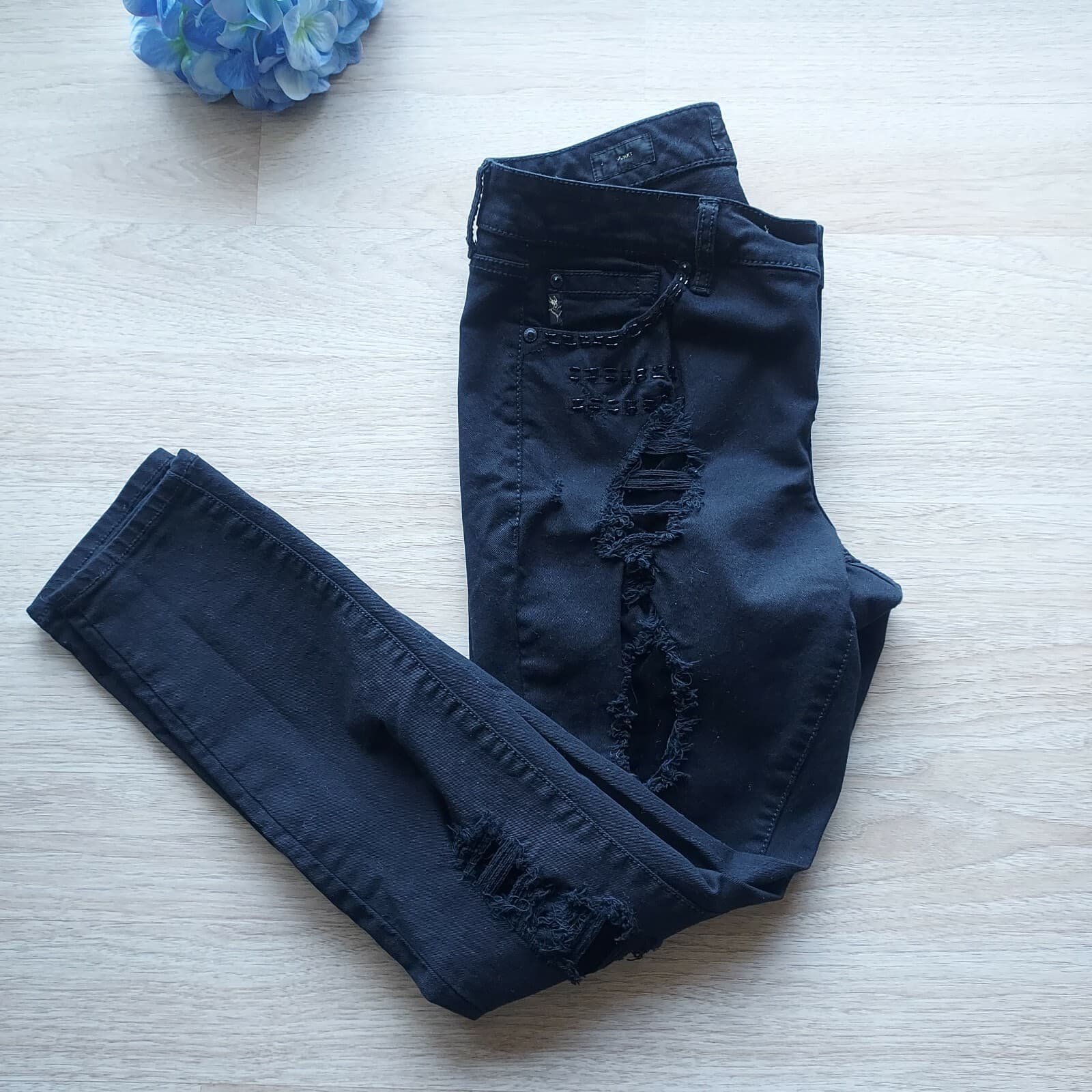 TORRID Premium Bead Embellished Distressed Skinny Jeans Stretch Black Women 12 - Thumbnail 5