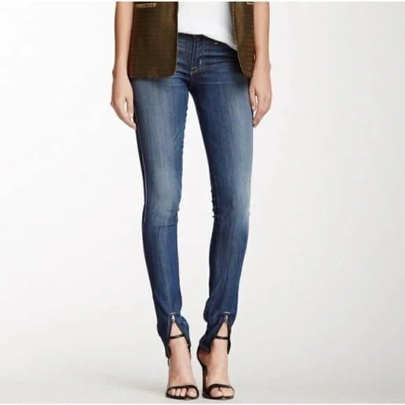 HUDSON Juliette Refine Super Skinny Jeans Ankle-Zip Dark Wash Blue Womens 28 USA - Thumbnail 2