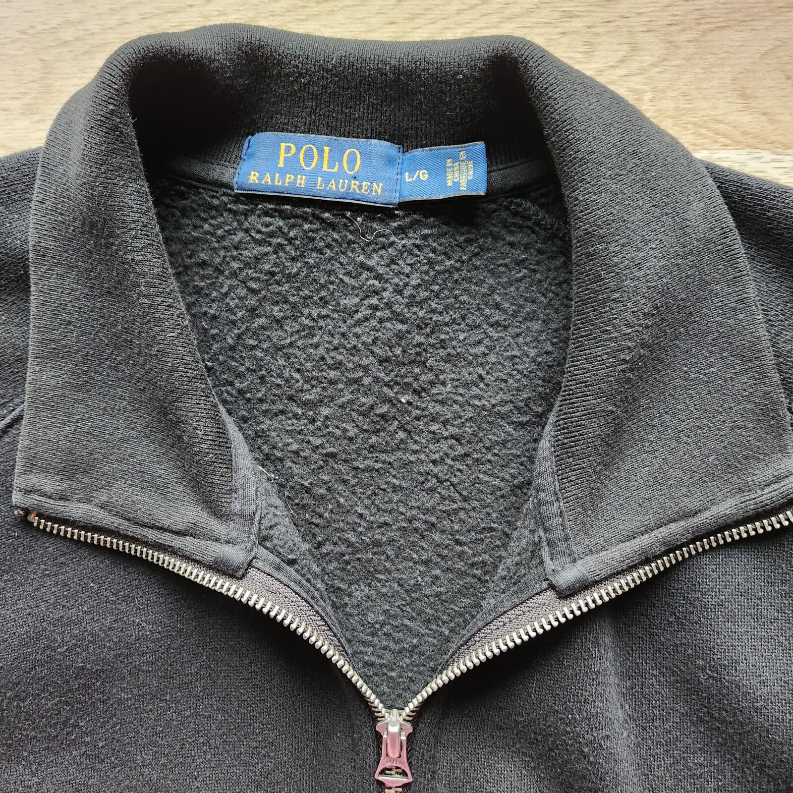 Polo Ralph Lauren Embellished Spell Out Varsity Jacket Fleece Lined Black Mens L - Thumbnail 8