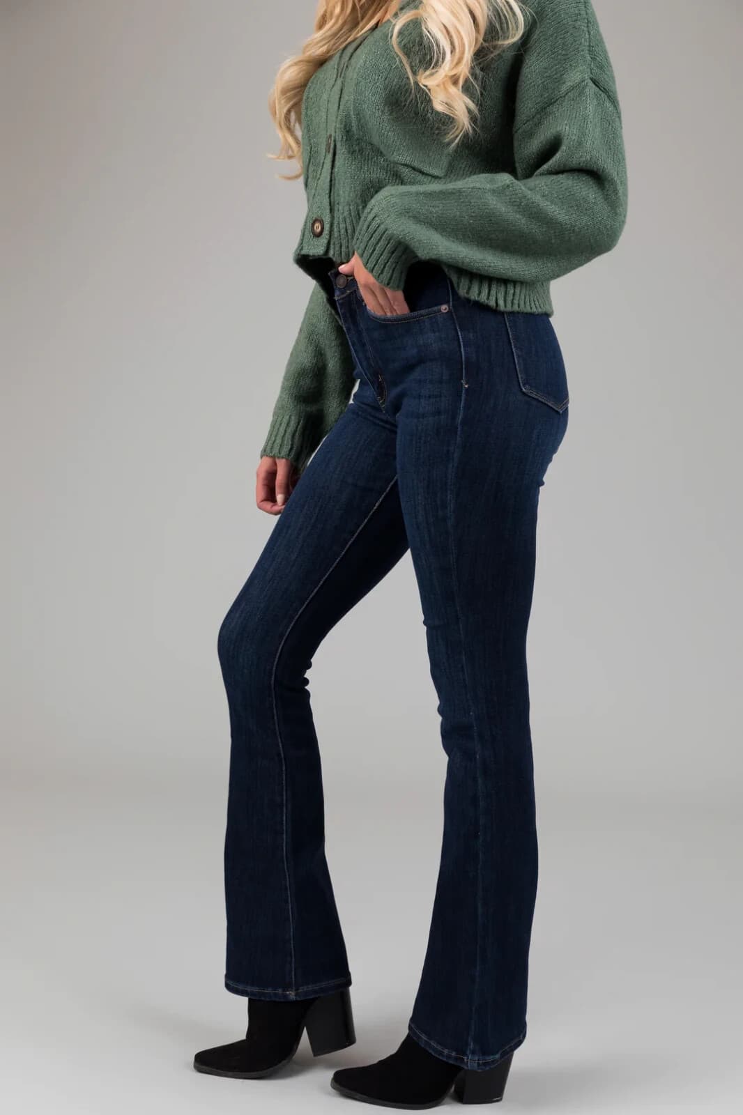 NWT KanCan Dark Wash Blue High Rise Bootcut Jeans 5-Pockets Zip Women's 13/30 - Thumbnail 4