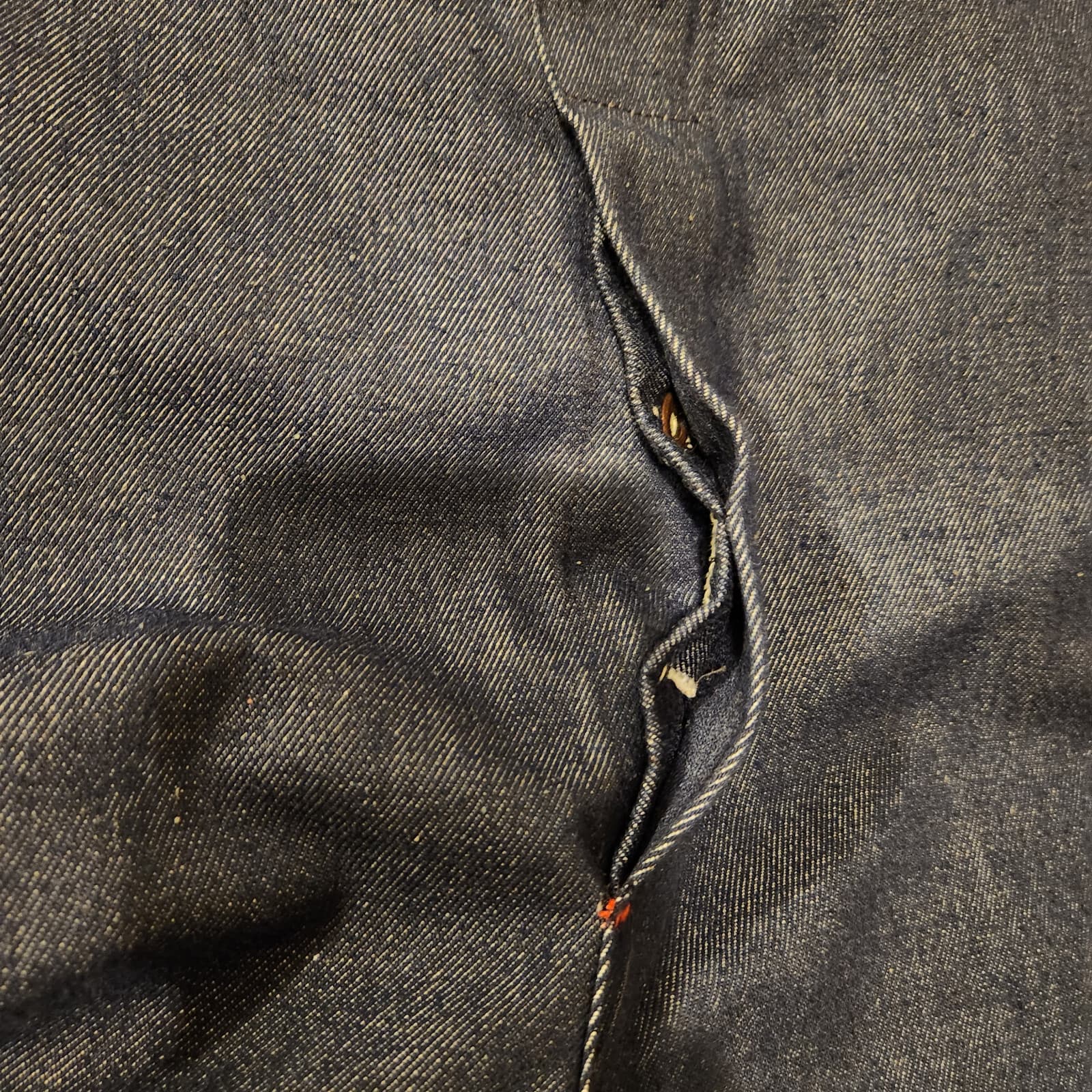 Vintage Montgomery Ward Men's 50x32 Blue Denim Work Overalls Bib Made in USA - Thumbnail 6