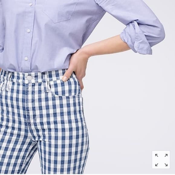 NWT J.Crew Indigo Ivory Gingham Vintage Straight Jeans High Rise Sz.31 #AJ488 - Thumbnail 4