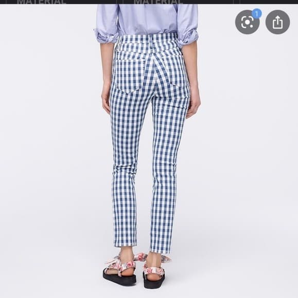 NWT J.Crew Indigo Ivory Gingham Vintage Straight Jeans High Rise Sz.31 #AJ488 - Thumbnail 7