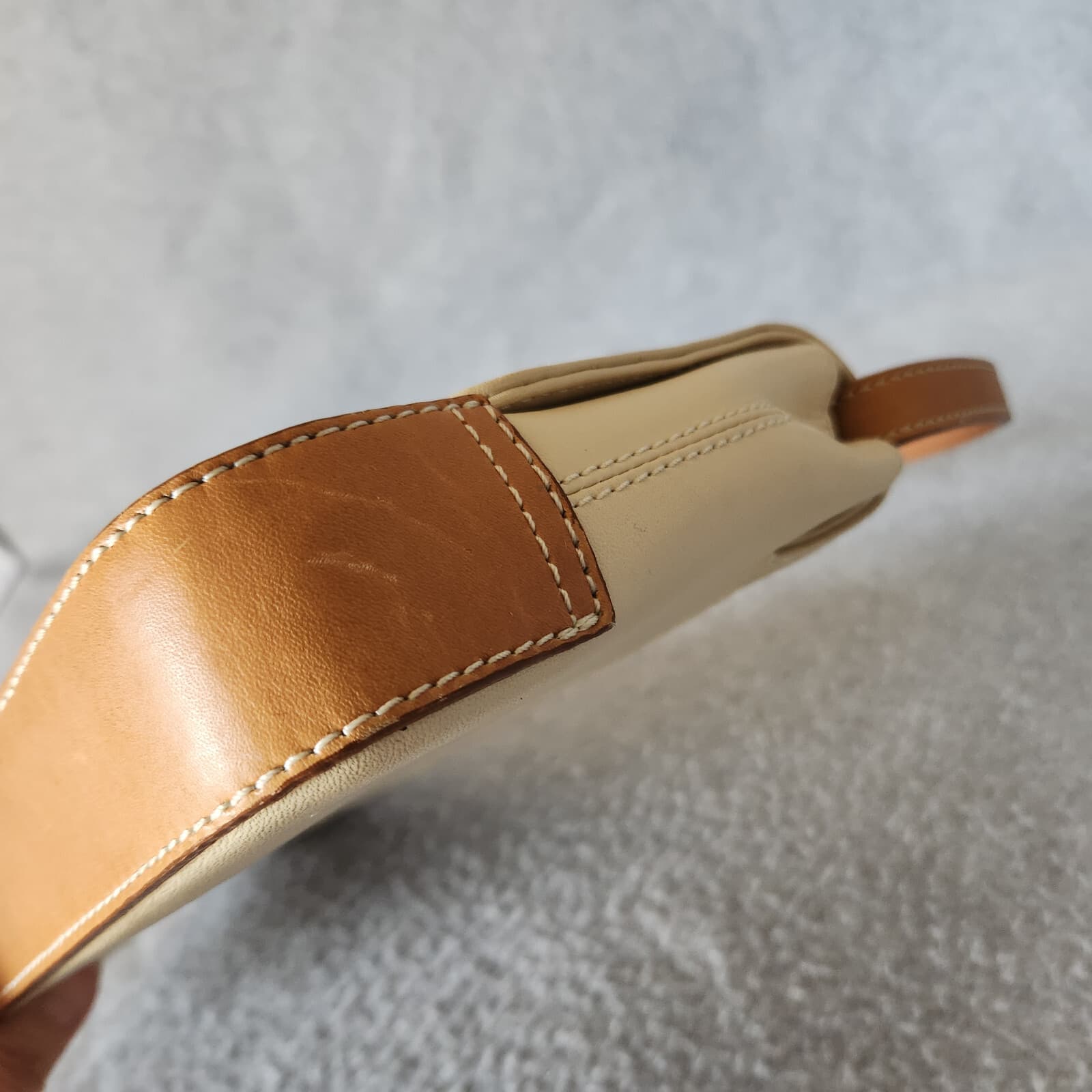 J.Crew Leather Clutch Shoulder Bag Removable Strap Flap Magnet-Snap Ivory-Tan - Thumbnail 9