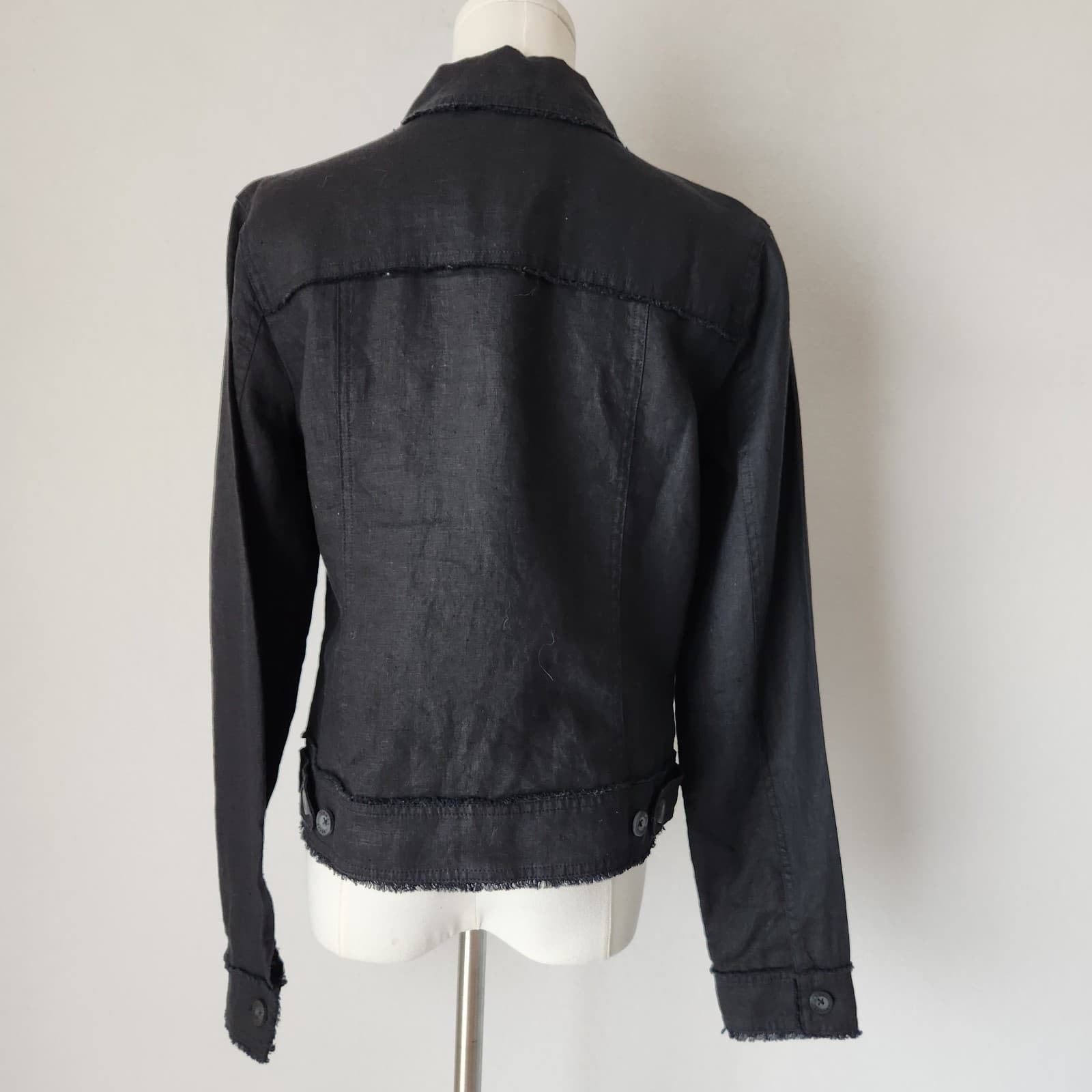 Tommy Bahama Two Palms Lagoon Live Super Bowl Linen Jacket Raw Edge Black Sz.S - Thumbnail 6