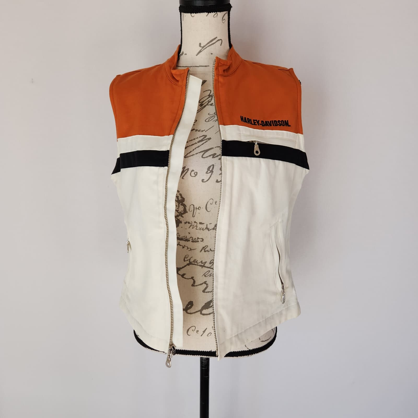 Vintage Harley-Davidson Moto Vest Jacket Zip-Up Mesh-Lined Pocket Women's M - Thumbnail 4