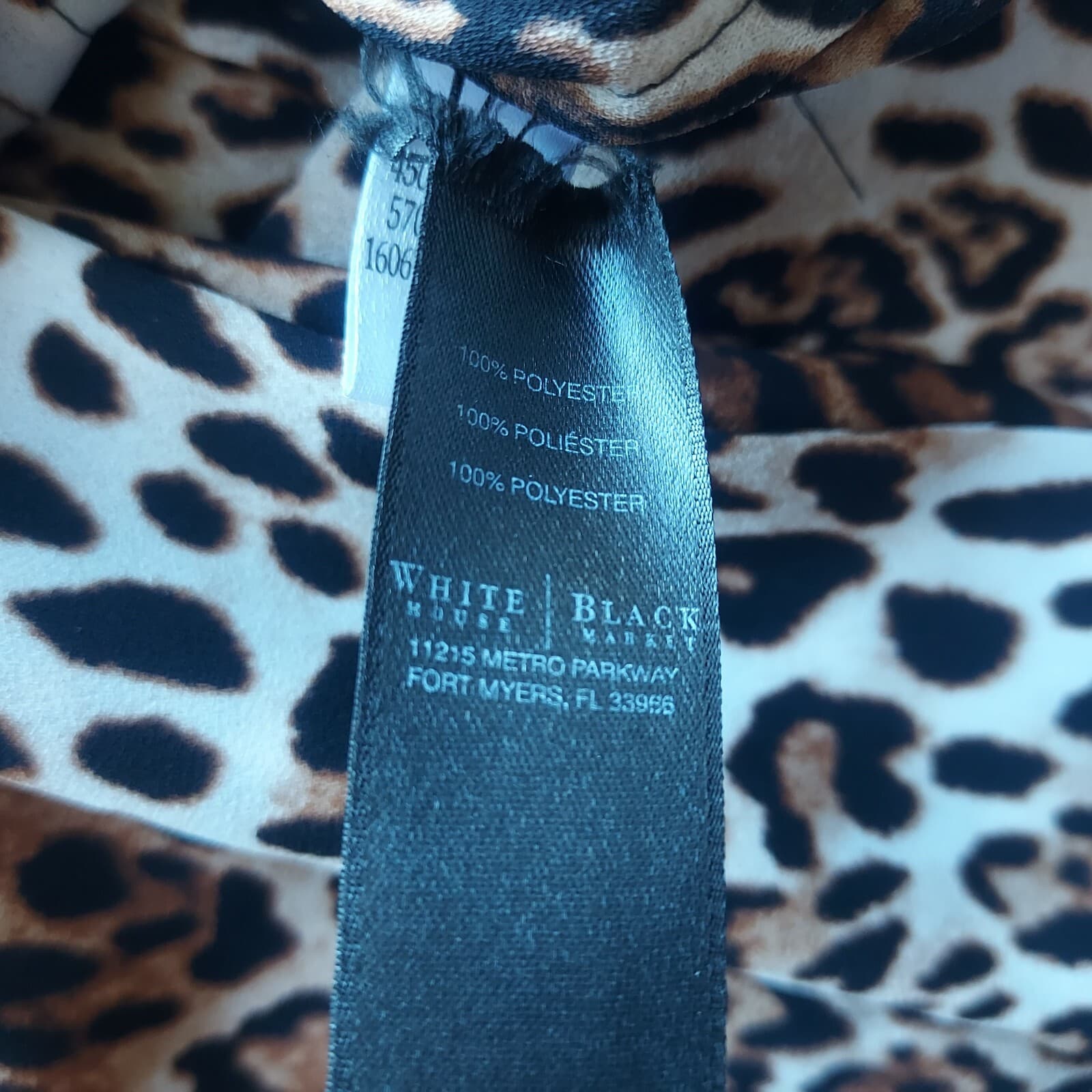 White House Black Market Leopard Tie-Neck Shirt Button Long Sleeve Brown Women 2 - Thumbnail 8