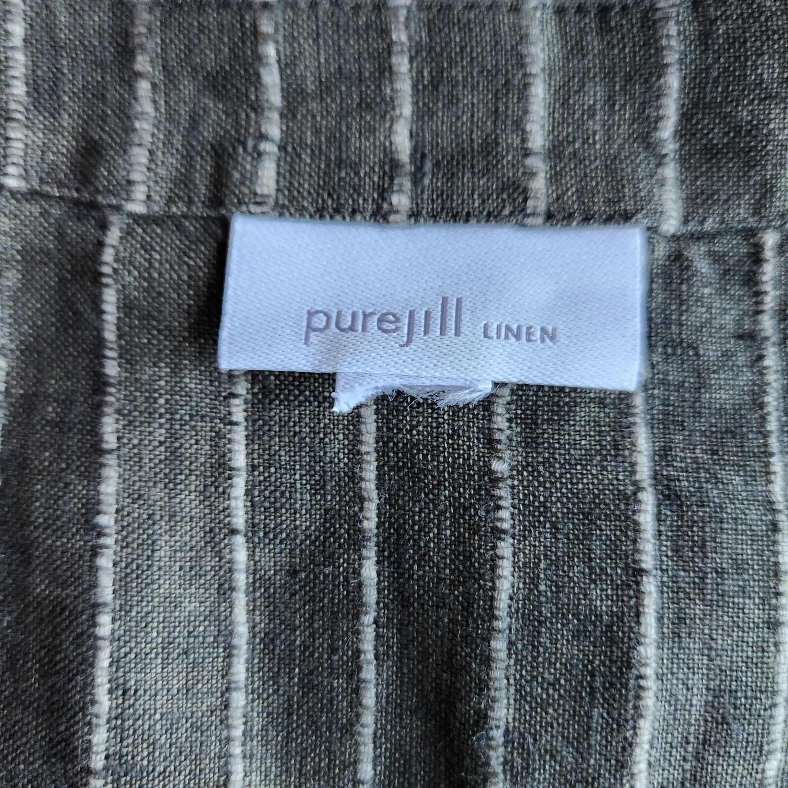 Pure Jill Linen Pin-Stripe Tunic Top Long Sleeve Button Pocket Green Bust 48" XL - Thumbnail 7