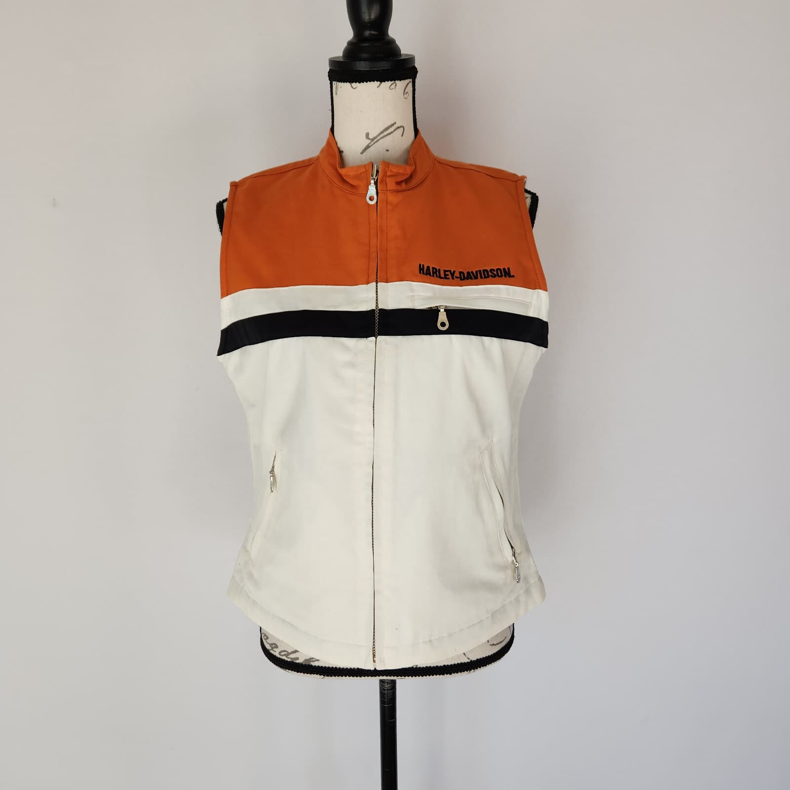 Vintage Harley-Davidson Moto Vest Jacket Zip-Up Mesh-Lined Pocket Women's M - Thumbnail 5