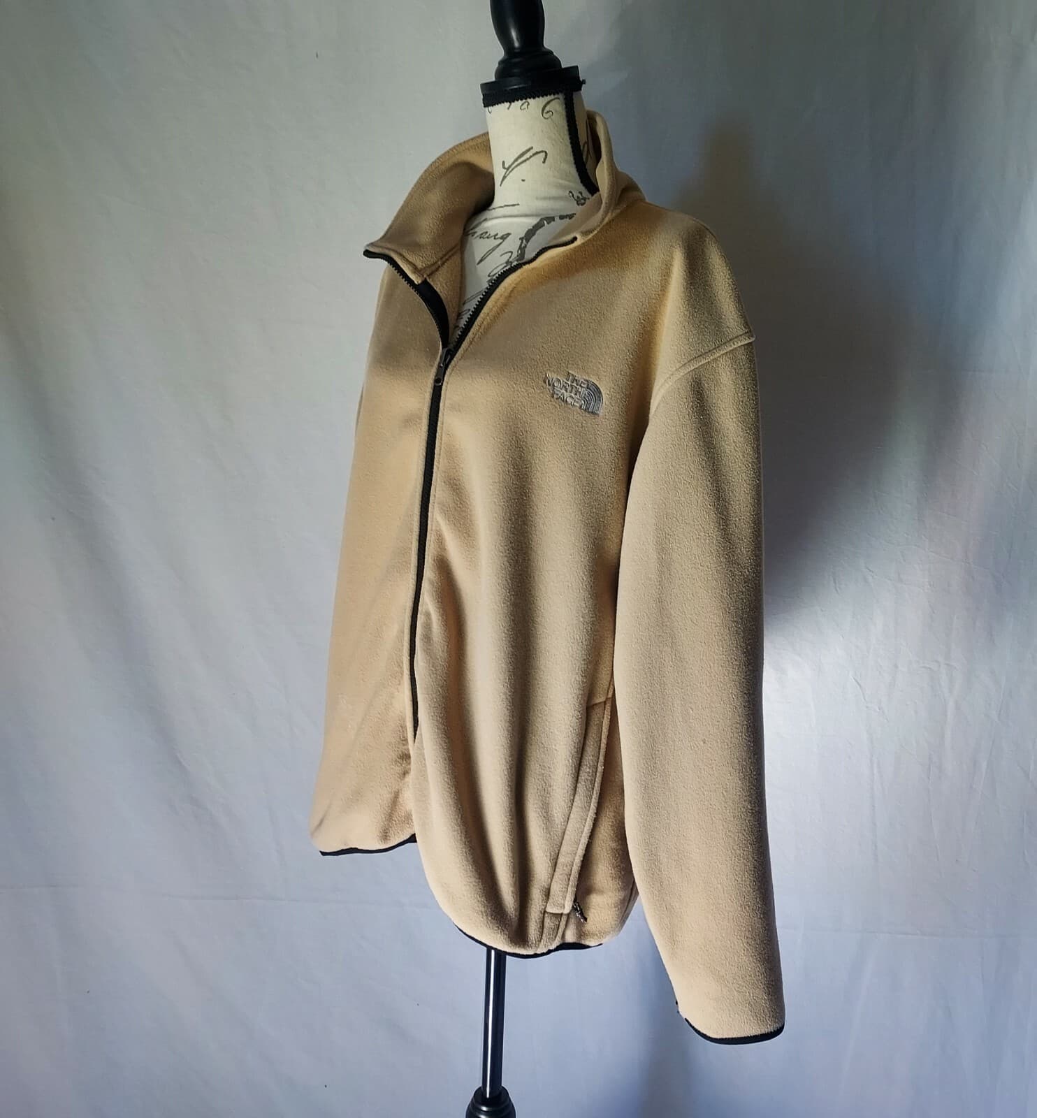 The North Face Fleece Jacket Full-Zip Zip-Pocket Mock Neck Cream Women Sz.L - Thumbnail 4