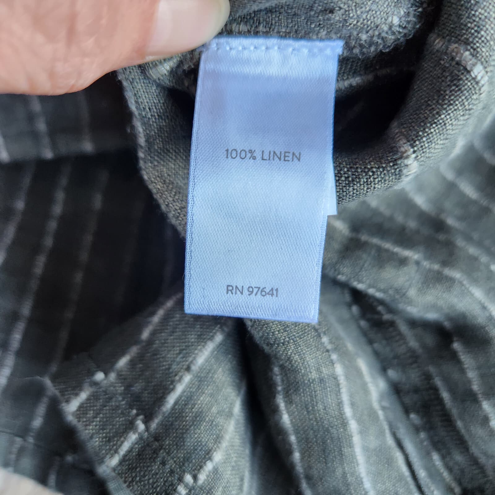 Pure Jill Linen Pin-Stripe Tunic Top Long Sleeve Button Pocket Green Bust 48" XL - Thumbnail 8