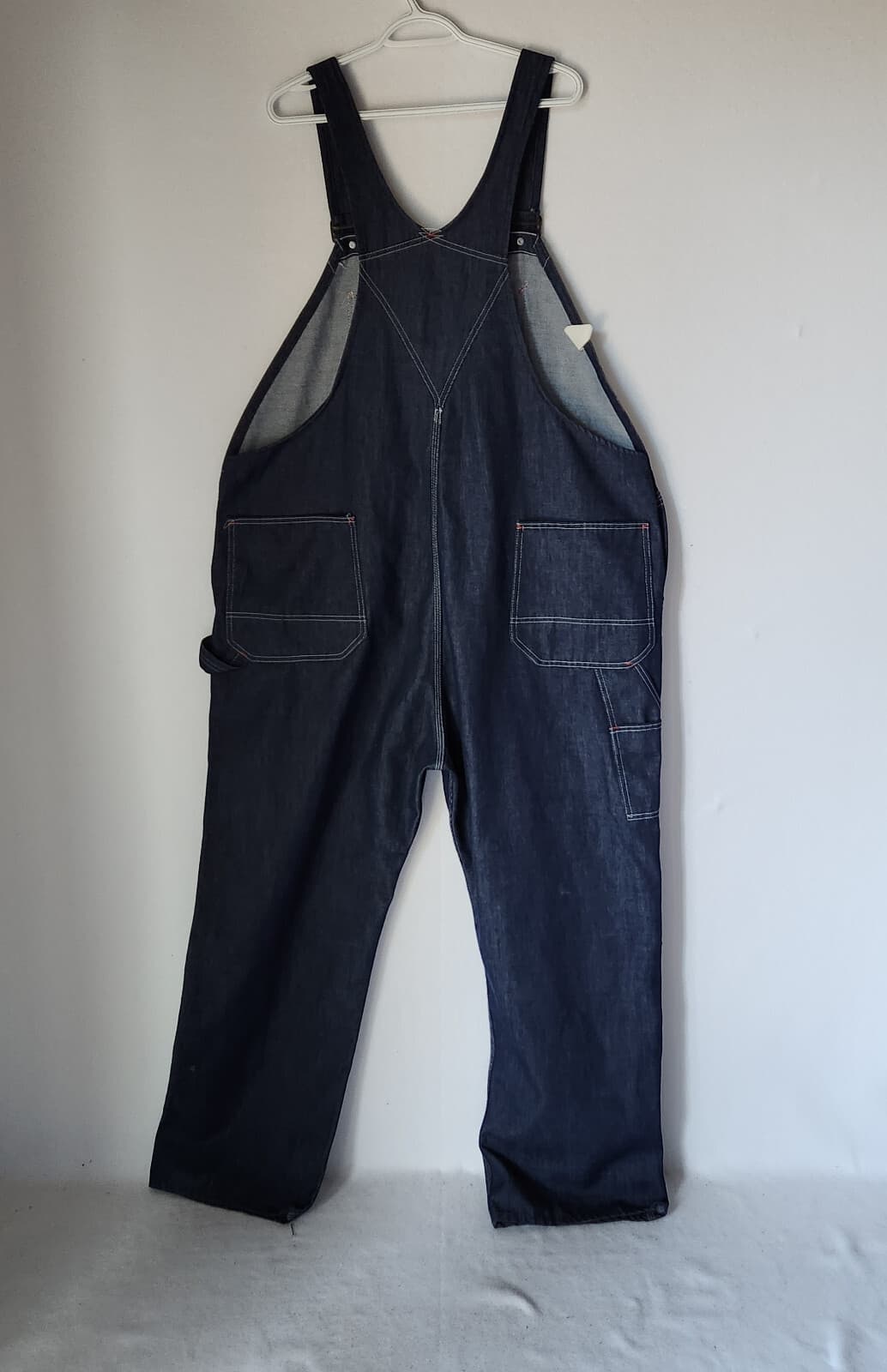 Vintage Montgomery Ward Men's 50x32 Blue Denim Work Overalls Bib Made in USA - Thumbnail 5