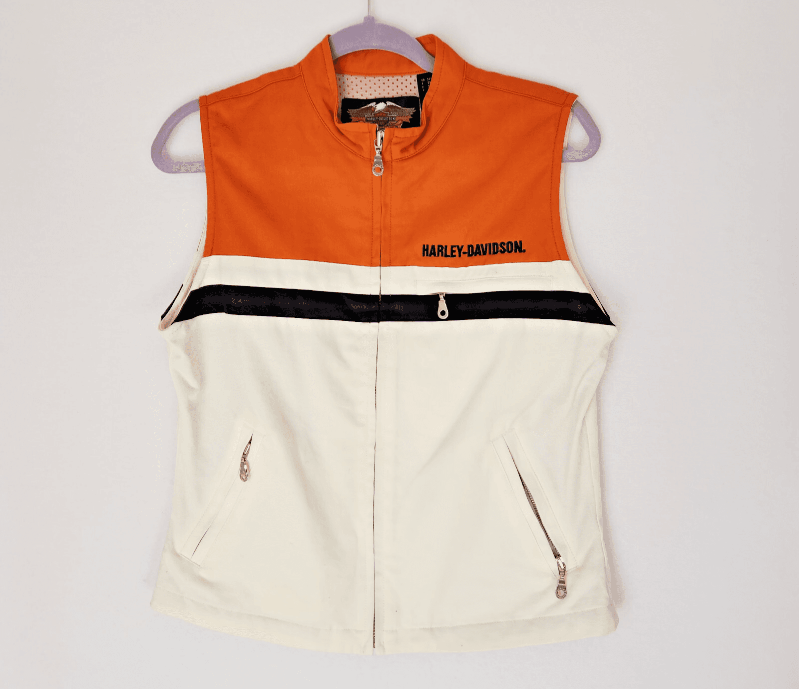 Vintage Harley-Davidson Moto Vest Jacket Zip-Up Mesh-Lined Pocket Women's M - Thumbnail 3