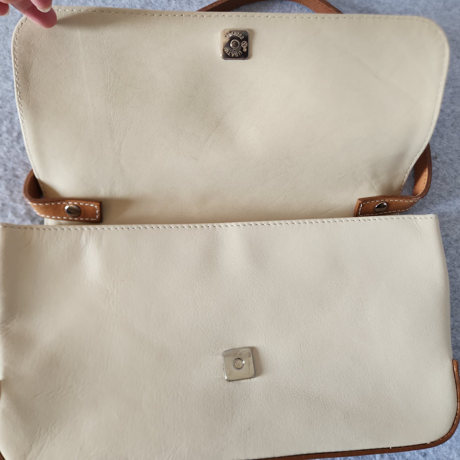 J.Crew Leather Clutch Shoulder Bag Removable Strap Flap Magnet-Snap Ivory-Tan - Thumbnail 5