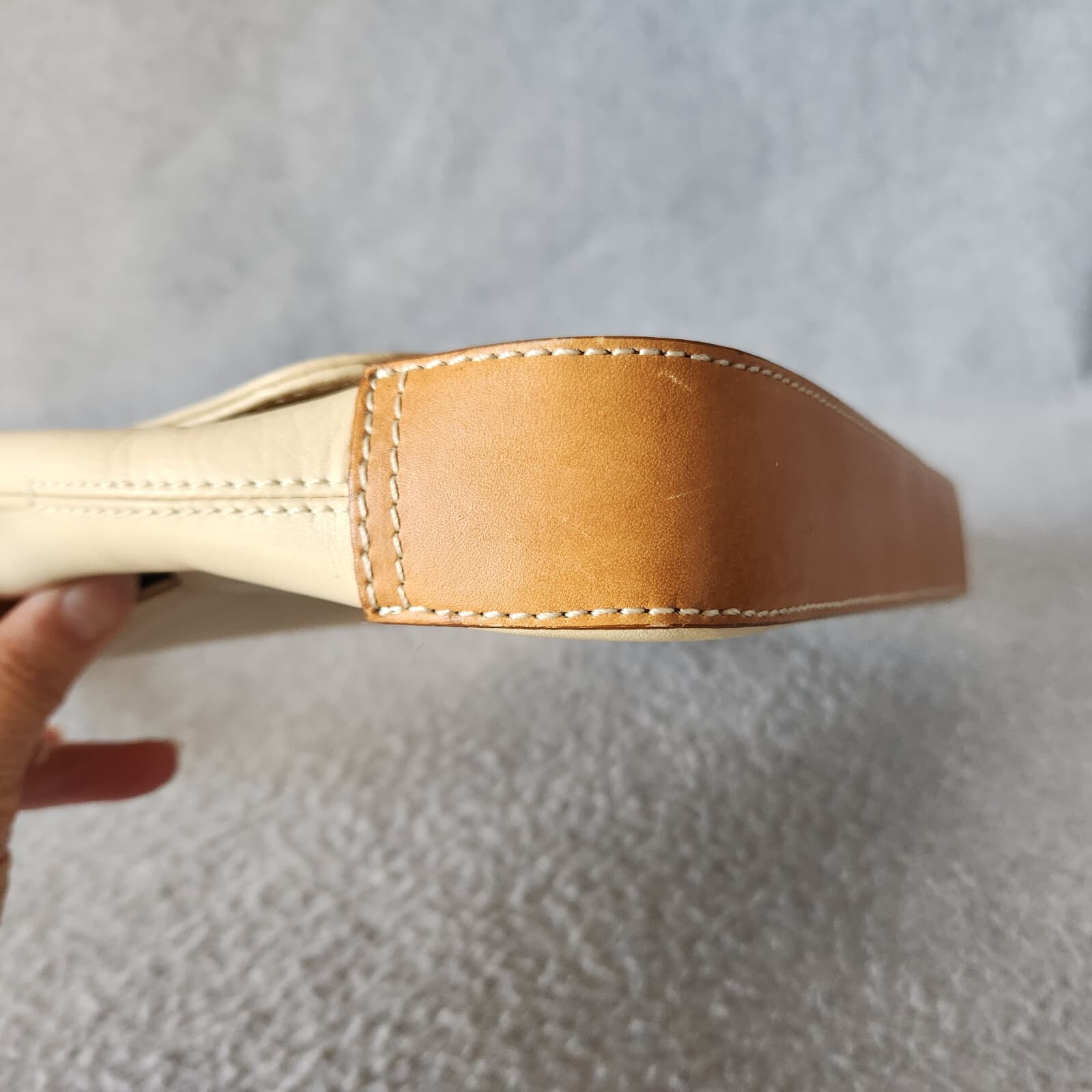 J.Crew Leather Clutch Shoulder Bag Removable Strap Flap Magnet-Snap Ivory-Tan - Thumbnail 8