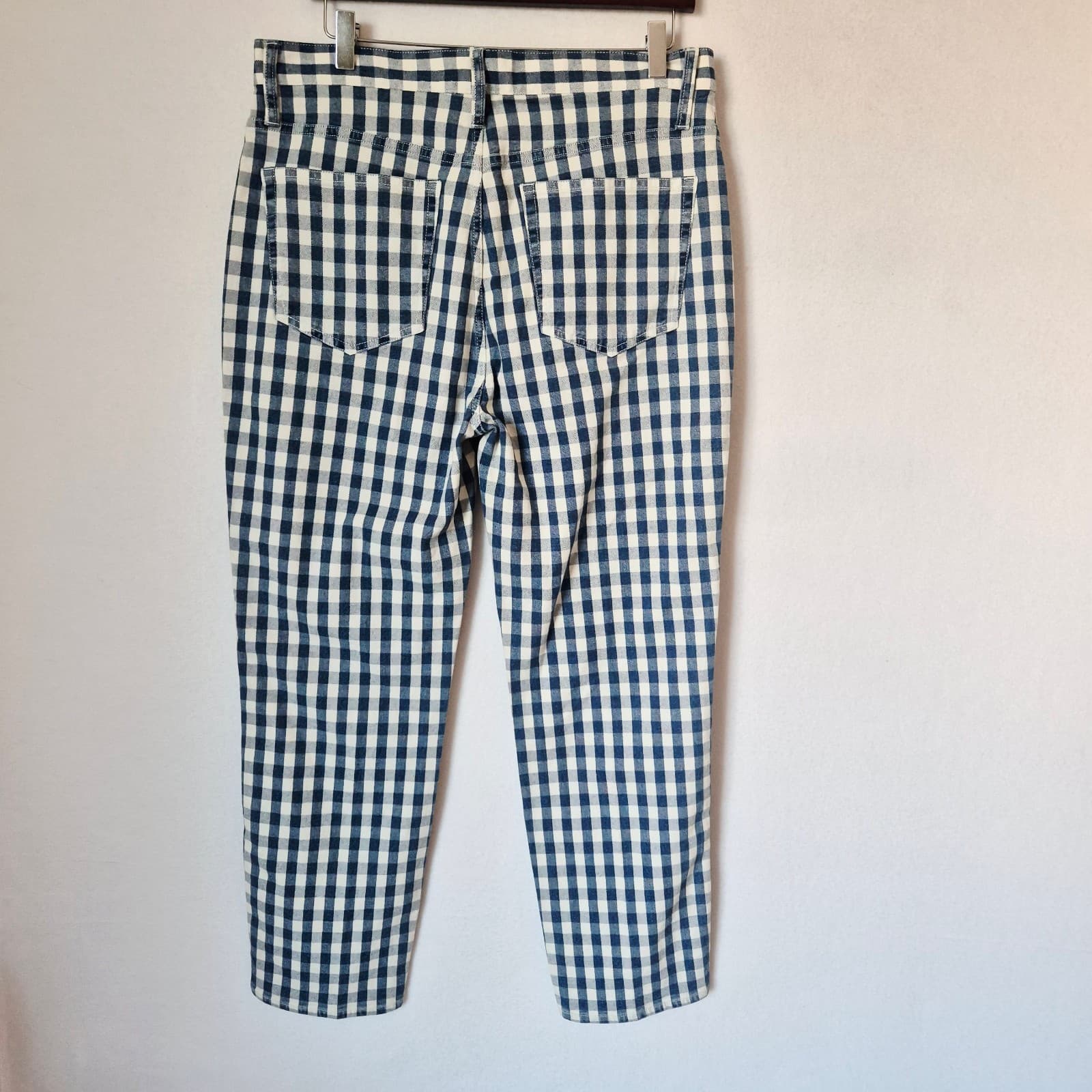 NWT J.Crew Indigo Ivory Gingham Vintage Straight Jeans High Rise Sz.31 #AJ488 - Thumbnail 6