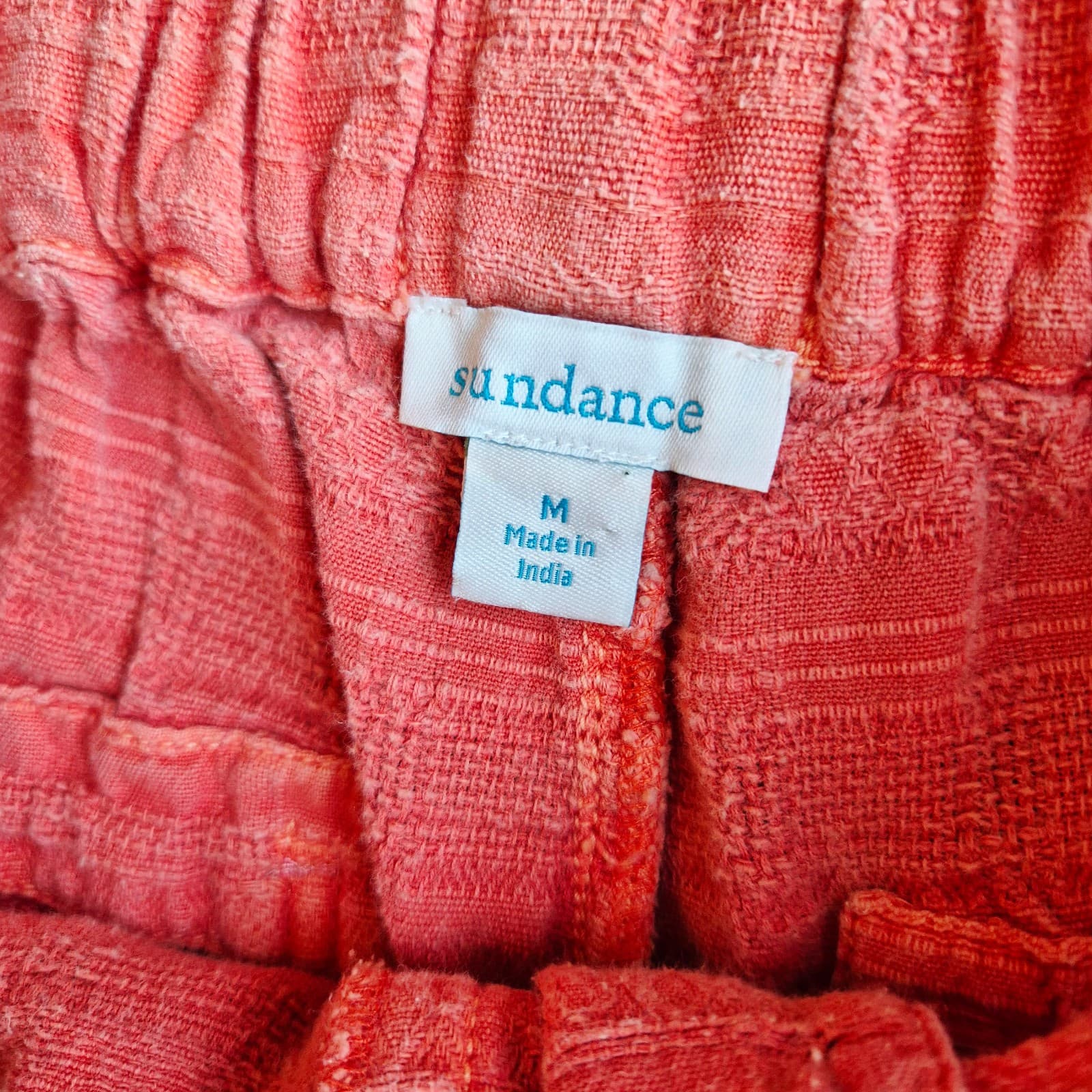 Sundance Coastline Textured Beach Pants Button-Fly Drawstring Cotton Coral Sz.M - Thumbnail 7