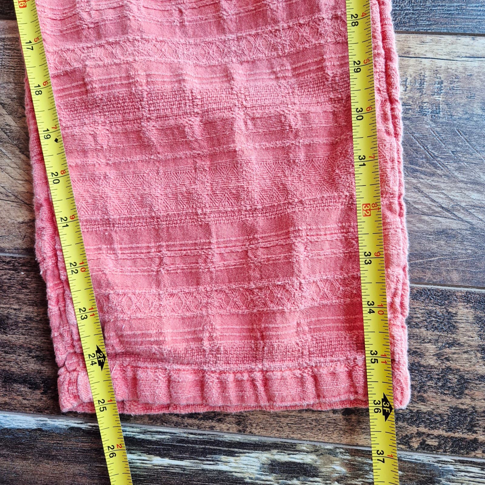 Sundance Coastline Textured Beach Pants Button-Fly Drawstring Cotton Coral Sz.M - Thumbnail 10