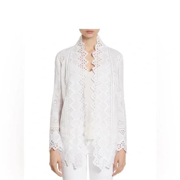 Lauren Ralph Lauren 2 Pc. White Eyelet Embroidered Open Jacket + Slip Dress Sz.S - Thumbnail 4
