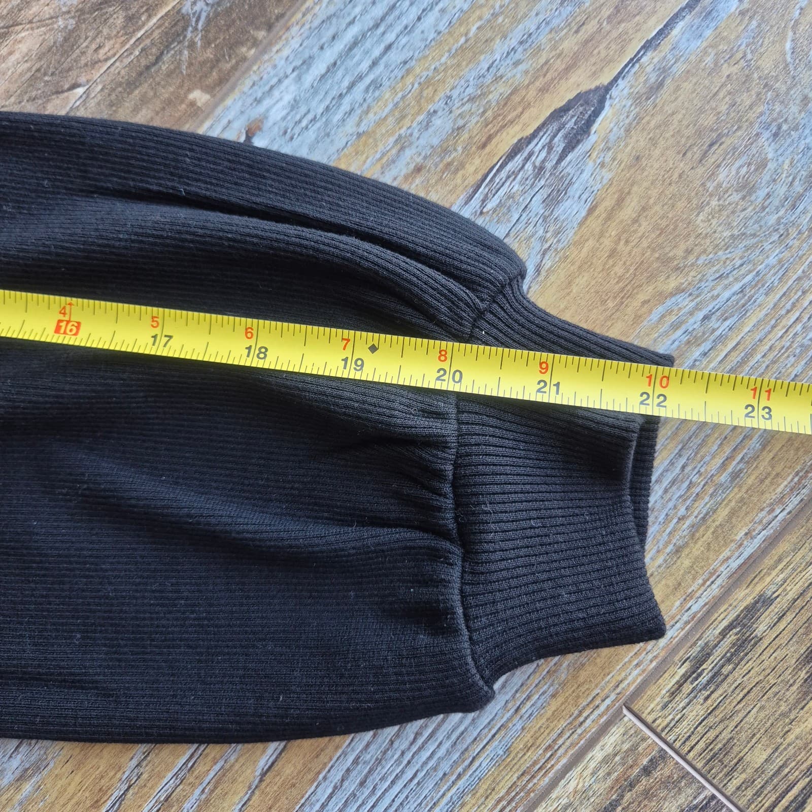 Marine Layer Lexi Ribbed Puff-Sleeve Top Crew Neck Tencel Blend Black Women's M - Thumbnail 15