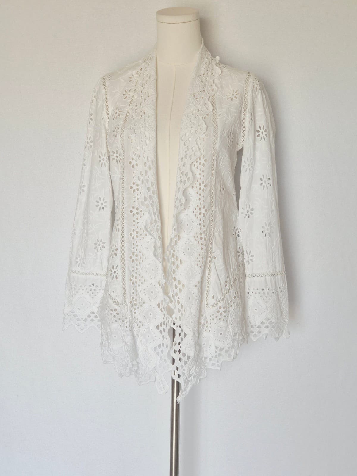 Lauren Ralph Lauren 2 Pc. White Eyelet Embroidered Open Jacket + Slip Dress Sz.S - Thumbnail 3