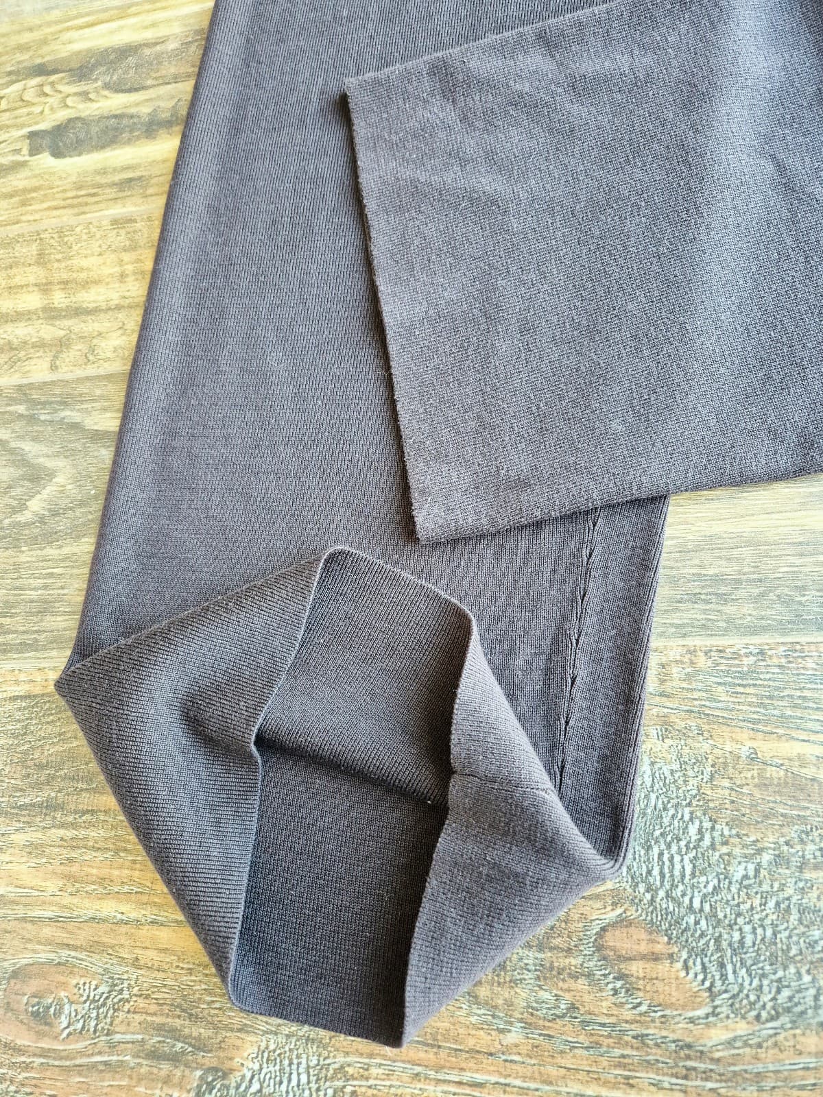 Vintage EILEEN FISHER Silk Blend Ribbed Knit Pull-On Pants Straight Brown Size L - Thumbnail 4