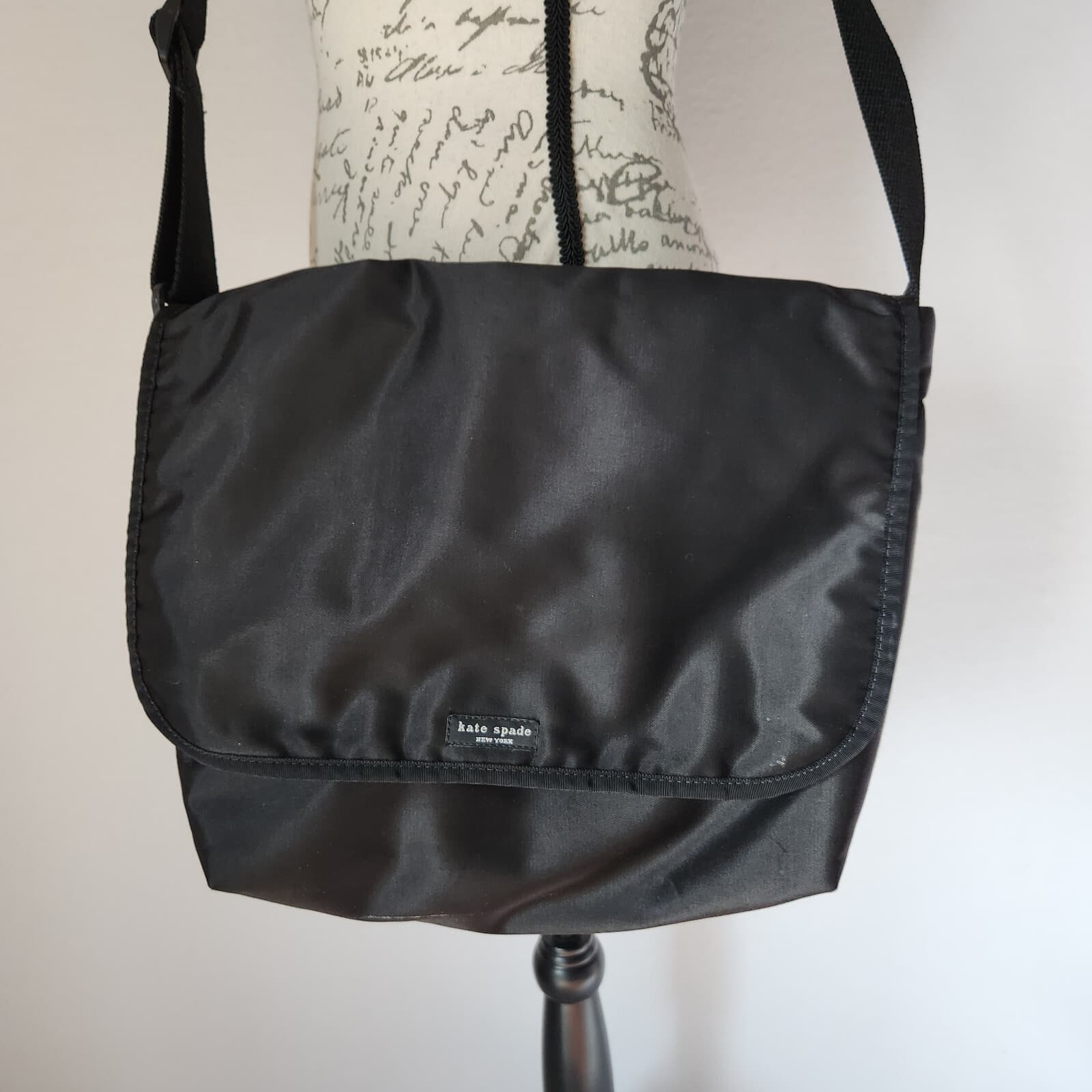 Vintage Y2K Kate Spade New York Crossbody Messenger Bag Black Nylon Made in USA - Thumbnail 2
