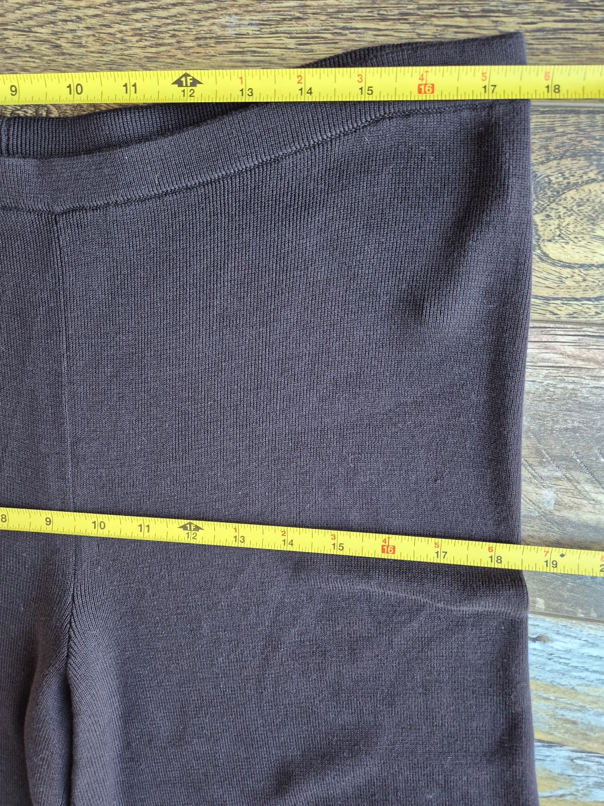 Vintage EILEEN FISHER Silk Blend Ribbed Knit Pull-On Pants Straight Brown Size L - Thumbnail 7