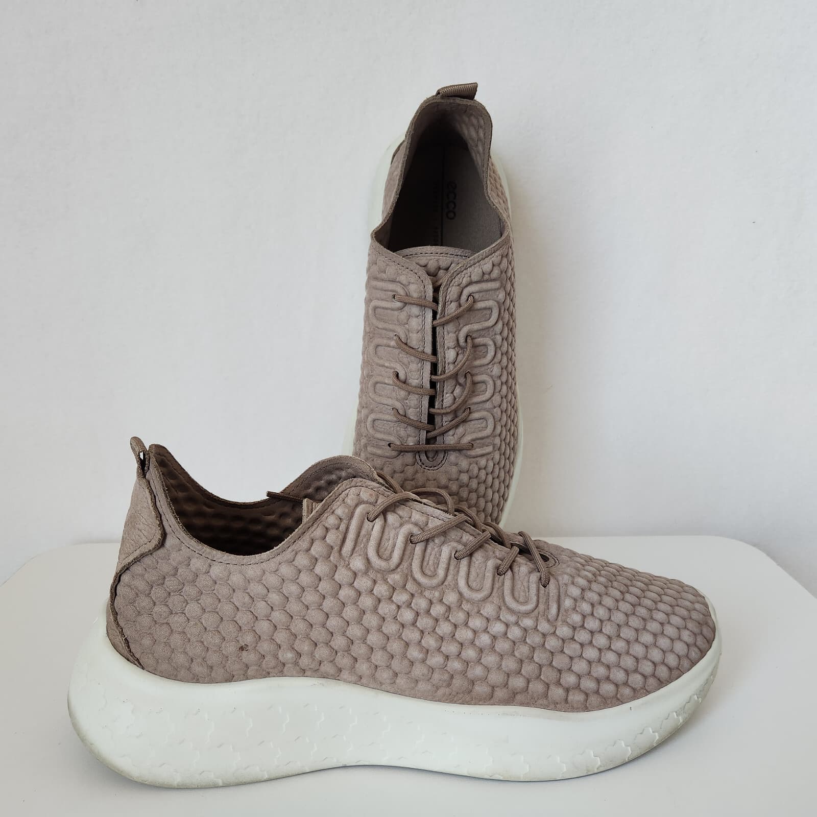 ECCO Men's EU43 US9 Therap Lace Sneaker Fluidform Comfort Lace-Up Leather Taupe - Thumbnail 3