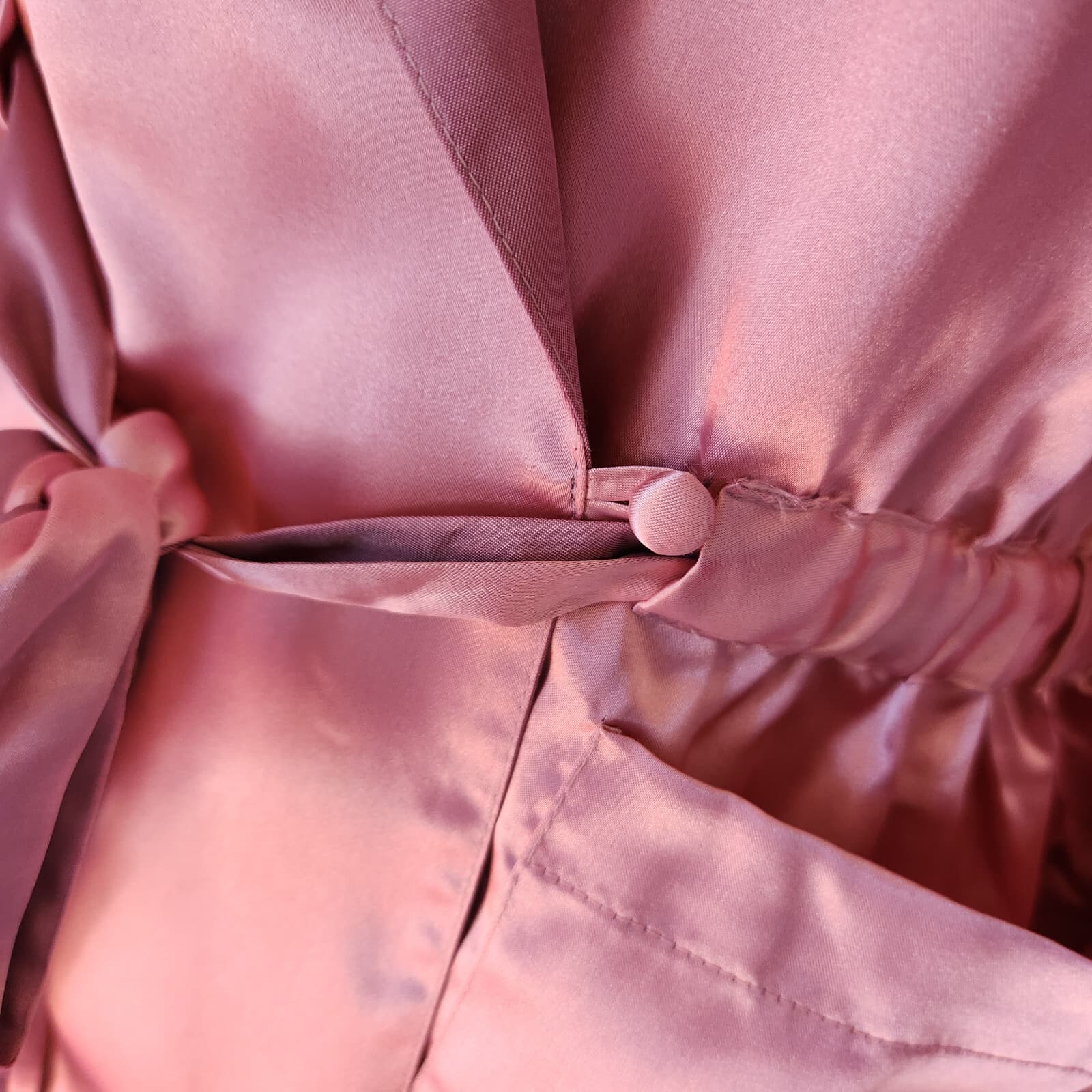 Vintage NWT Victoria's Secret Gold Label Satin Collared Robe Tie-Waist Pink Sz.P - Thumbnail 6