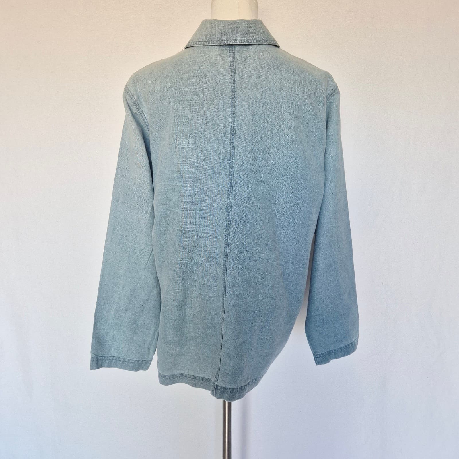 Vintge DAVID DART Sport Linen Blend Chambray Boxy Shirt Snap Pocket Women's S - Thumbnail 7