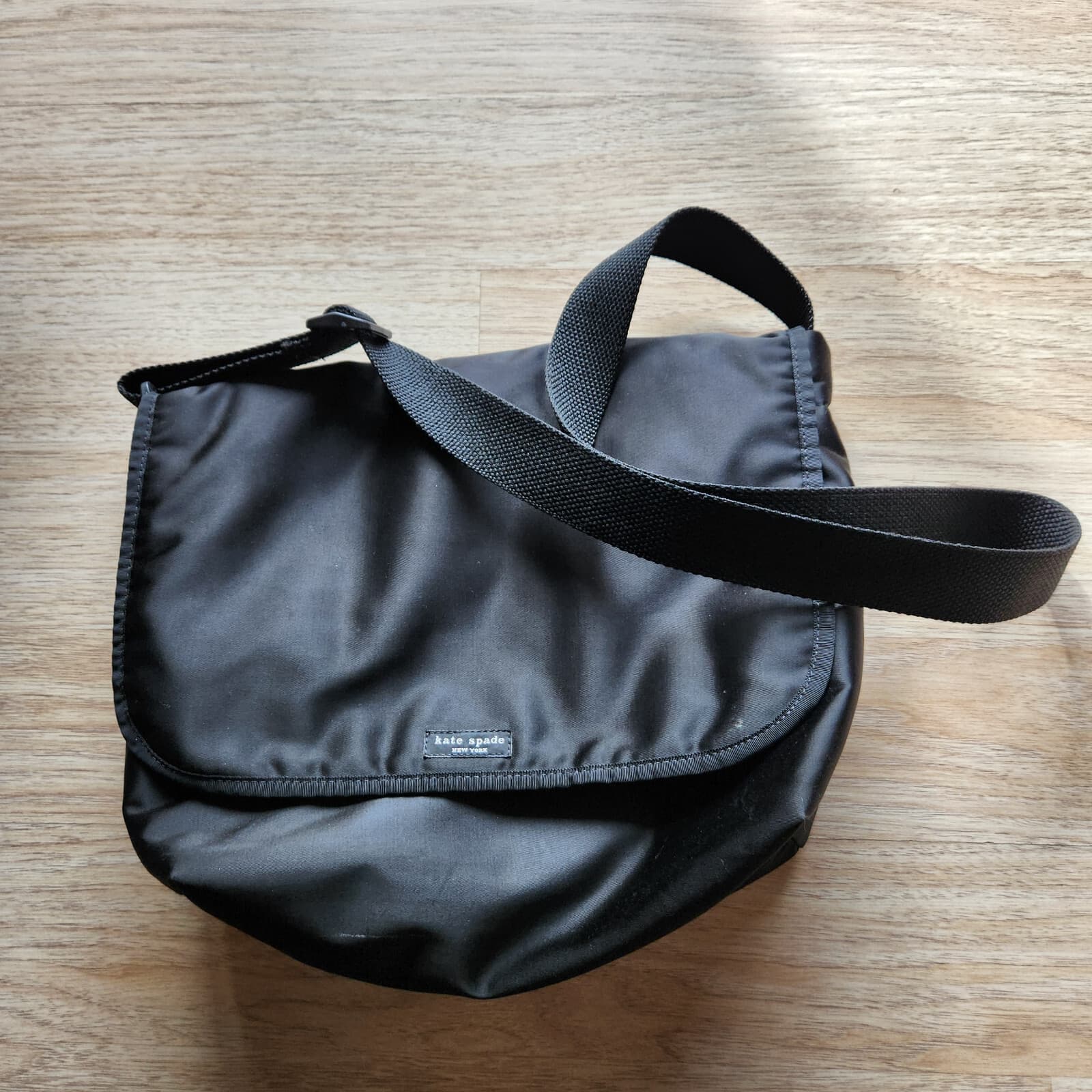Vintage Y2K Kate Spade New York Crossbody Messenger Bag Black Nylon Made in USA - Thumbnail 3