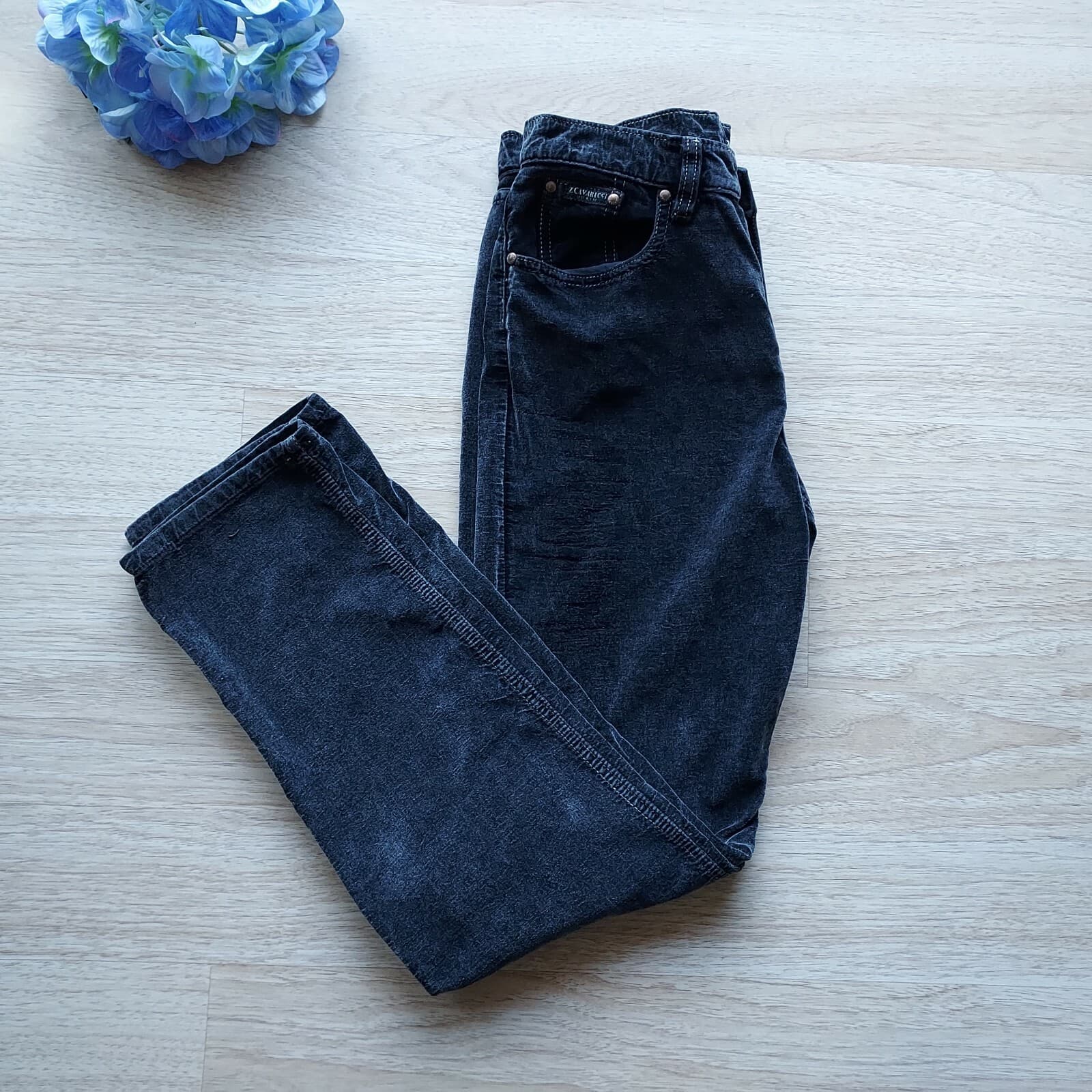 Vintage Z.Cavaricci Modern Basic Velvet Pants Zip Black Women's 26 Made in USA - Thumbnail 2