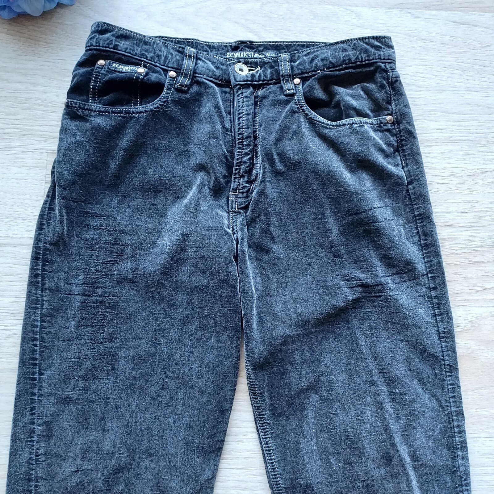 Vintage Z.Cavaricci Modern Basic Velvet Pants Zip Black Women's 26 Made in USA - Thumbnail 3