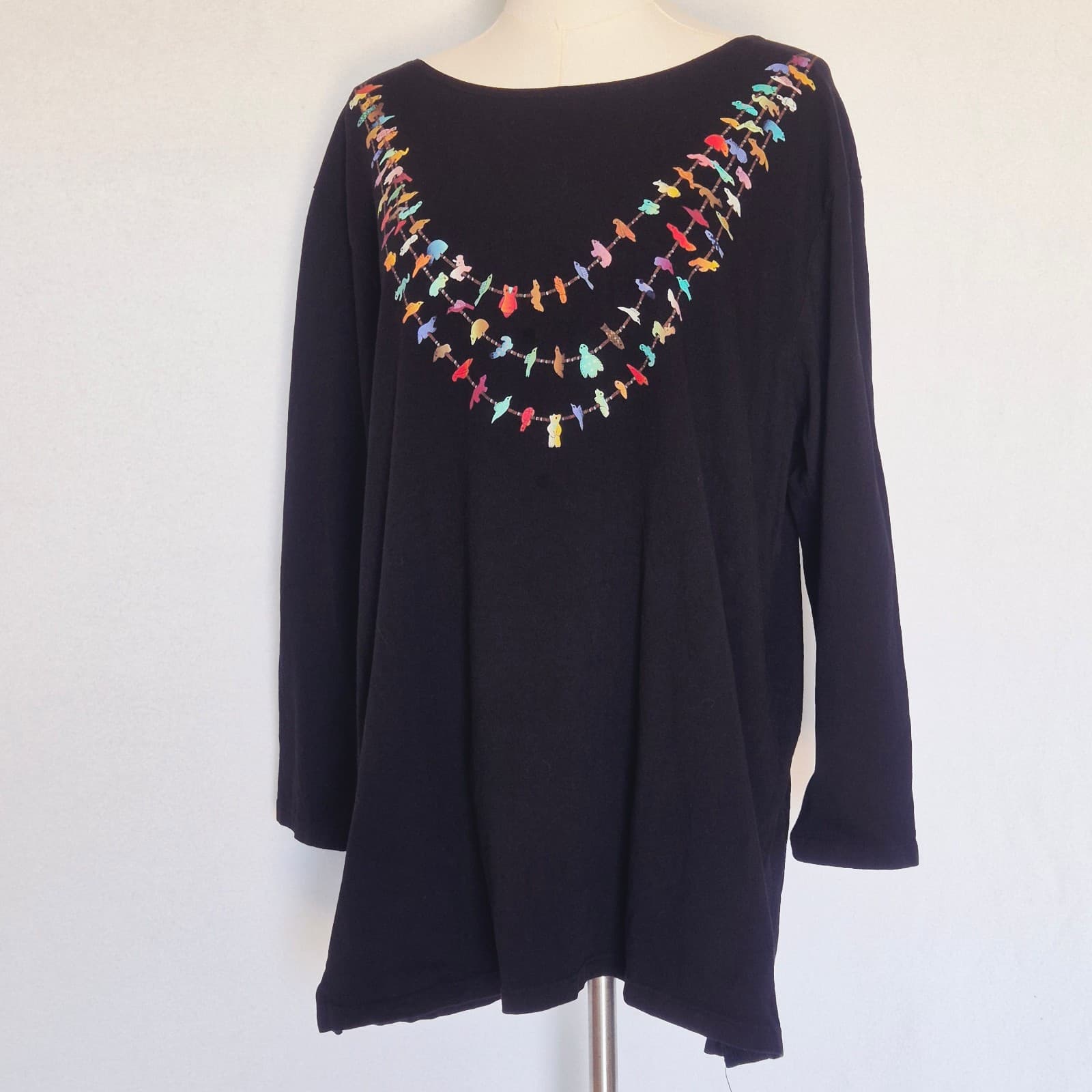Sabaku Artwear USA Animal Necklace Tunic T-Shirt Long Sleeve Cotton Black Size L - Thumbnail 4