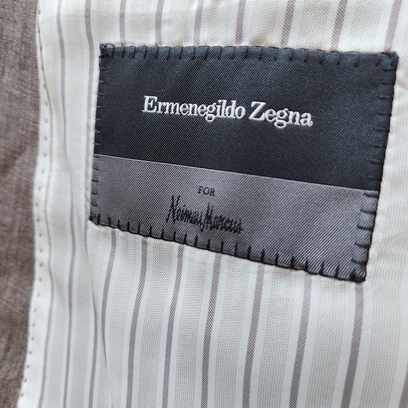 Ermenegildo Zegna Made in Switzerland 100% Linen Sport Coat Brown Men's 56L - Thumbnail 6