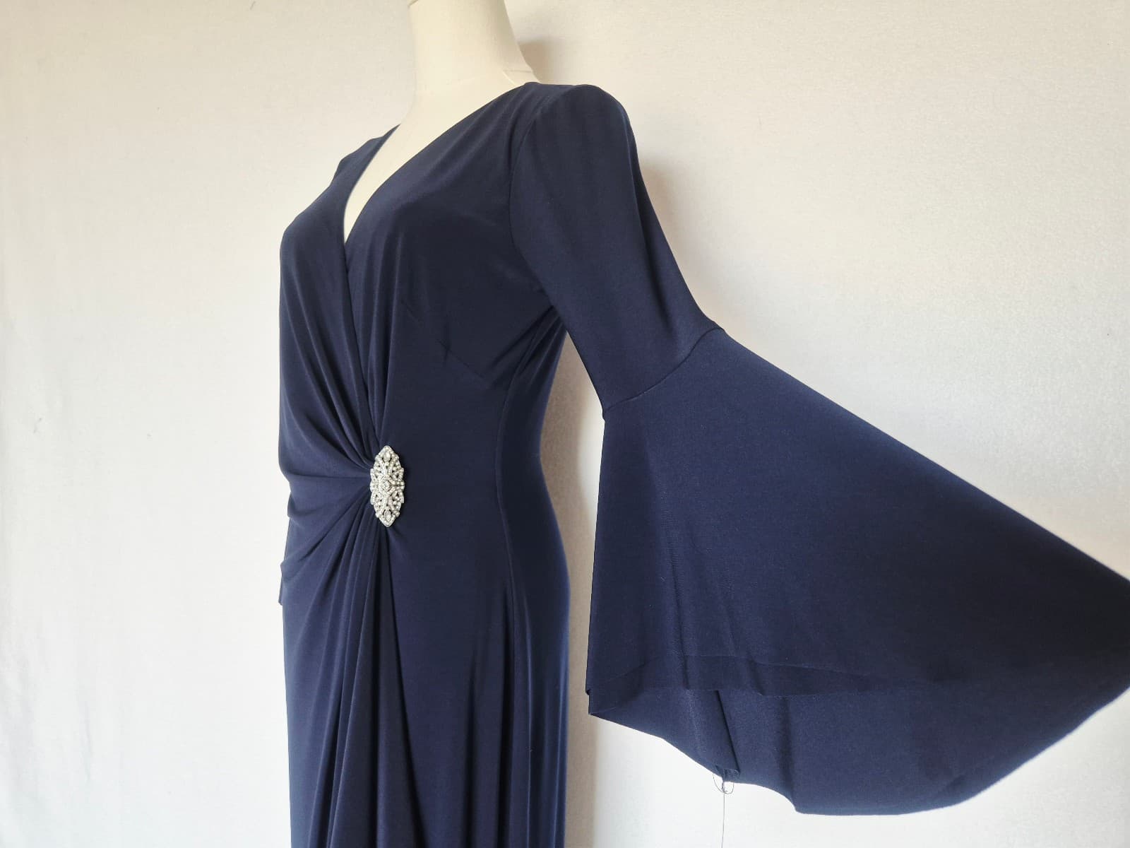 NEW Lauren Ralph Lauren Rhinestone Twist-Front Maxi Evening Gown JerseyNavy Sz.6 - Thumbnail 7