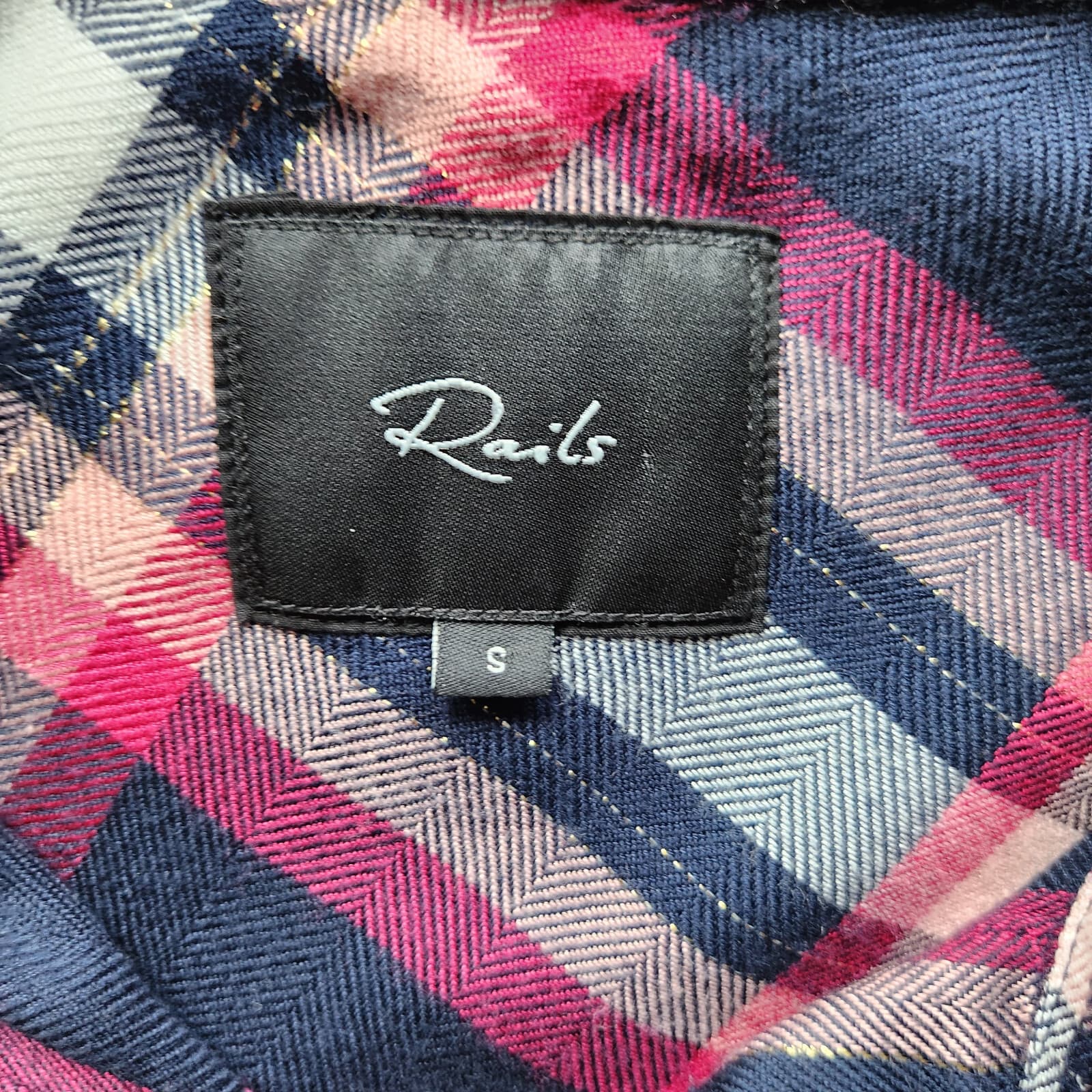 Rails Hunter Fuschia Plaid Button-Down Shirt Long Sleeve Pink Navy Women's S - Thumbnail 10