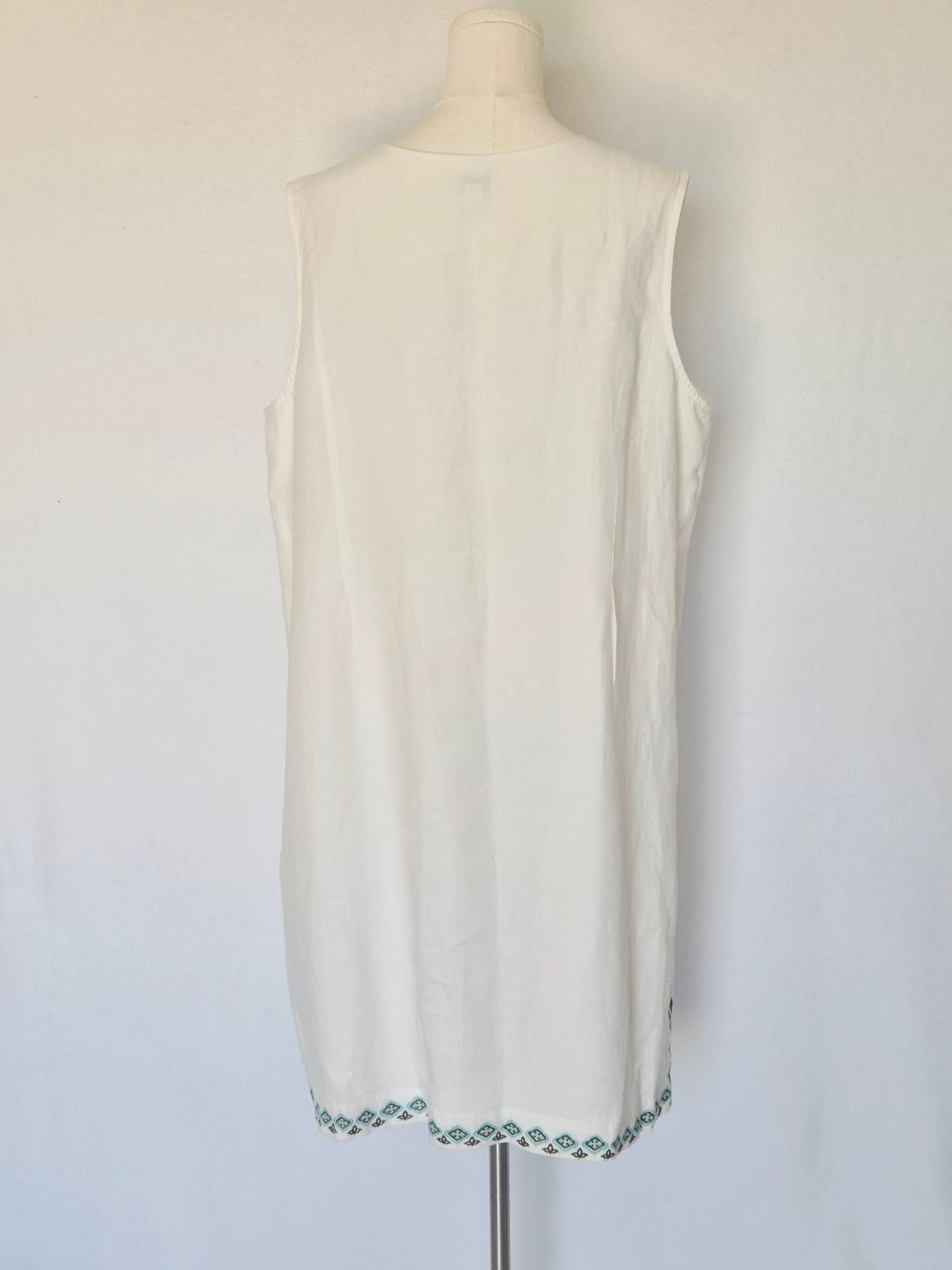 J.Jill Love Linen Embroidered Midi Shift Dress Sleeveless Lined White Women's 2X - Thumbnail 7