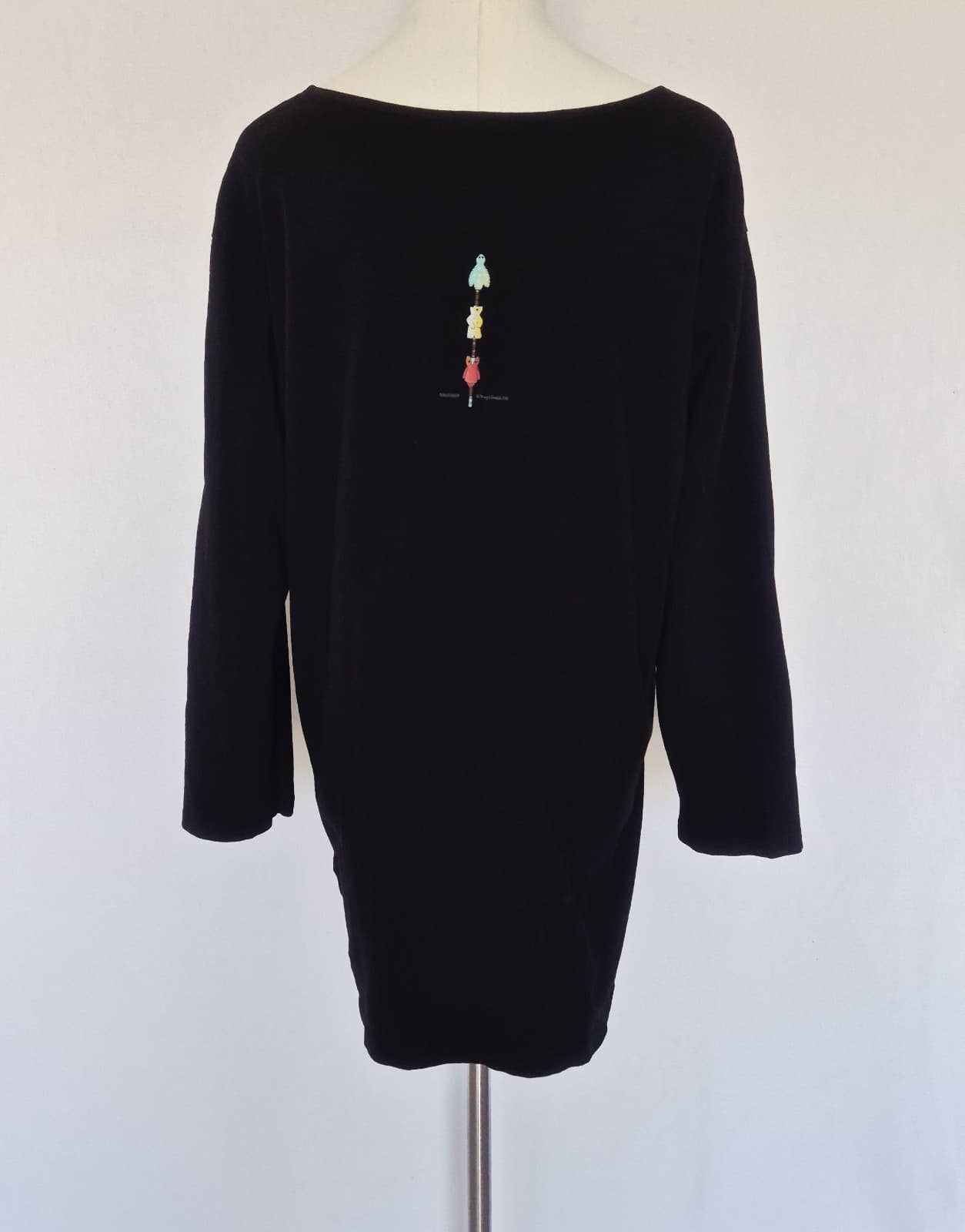 Sabaku Artwear USA Animal Necklace Tunic T-Shirt Long Sleeve Cotton Black Size L - Thumbnail 6