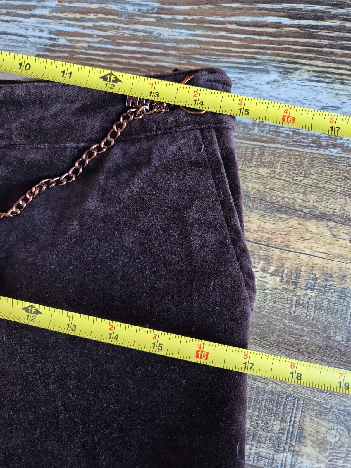 Vintage ST.JOHN SPORT Marie Gray Velvet Chain-Accent Straight Pants Brown Size 4 - Thumbnail 13