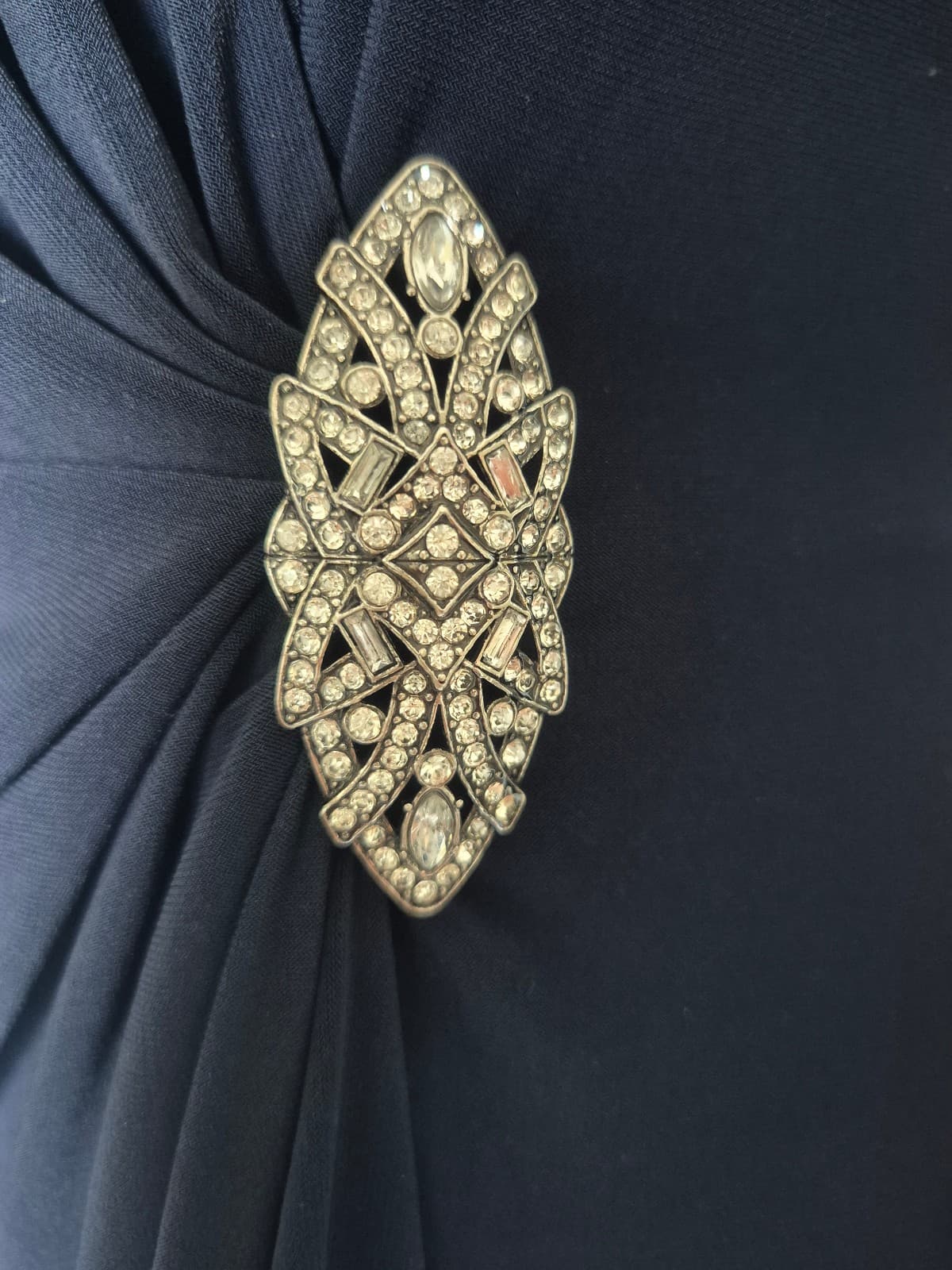 NEW Lauren Ralph Lauren Rhinestone Twist-Front Maxi Evening Gown JerseyNavy Sz.6 - Thumbnail 10