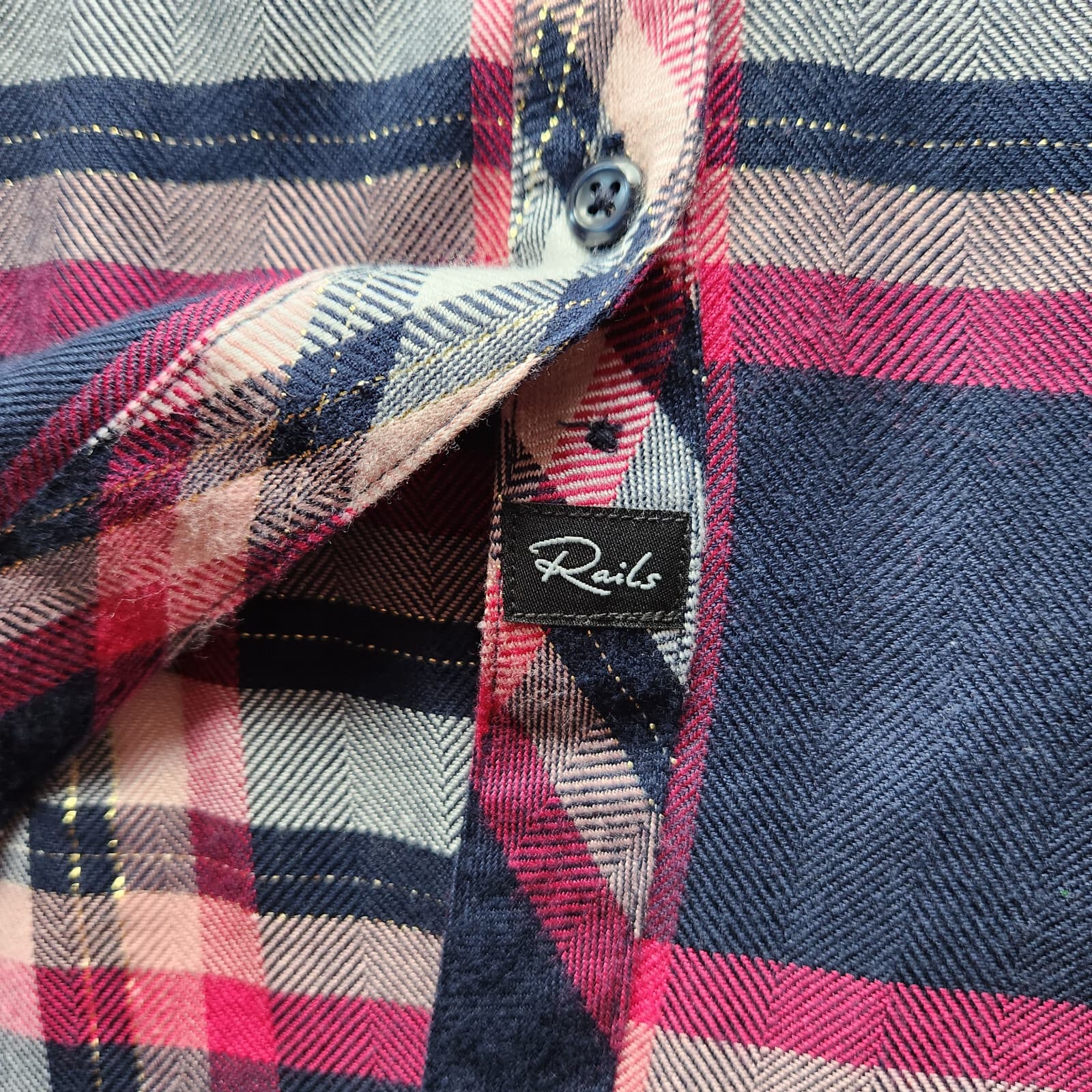 Rails Hunter Fuschia Plaid Button-Down Shirt Long Sleeve Pink Navy Women's S - Thumbnail 9