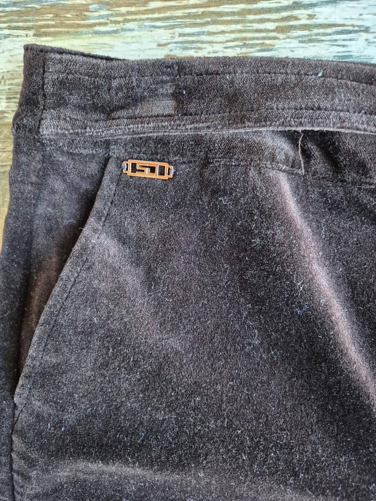 Vintage ST.JOHN SPORT Marie Gray Velvet Chain-Accent Straight Pants Brown Size 4 - Thumbnail 7